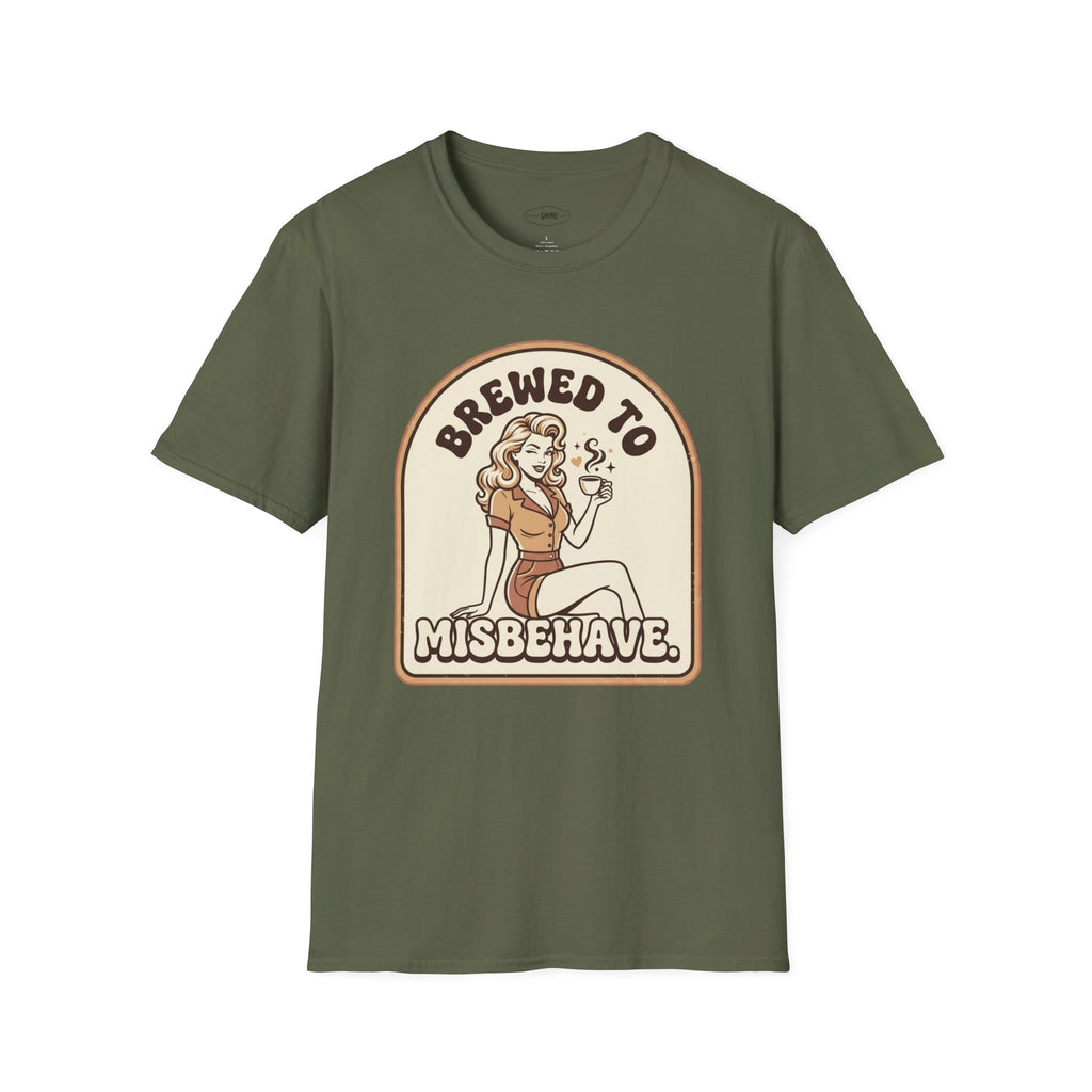 Brewed to Misbehave T-Shirt Vintage Design