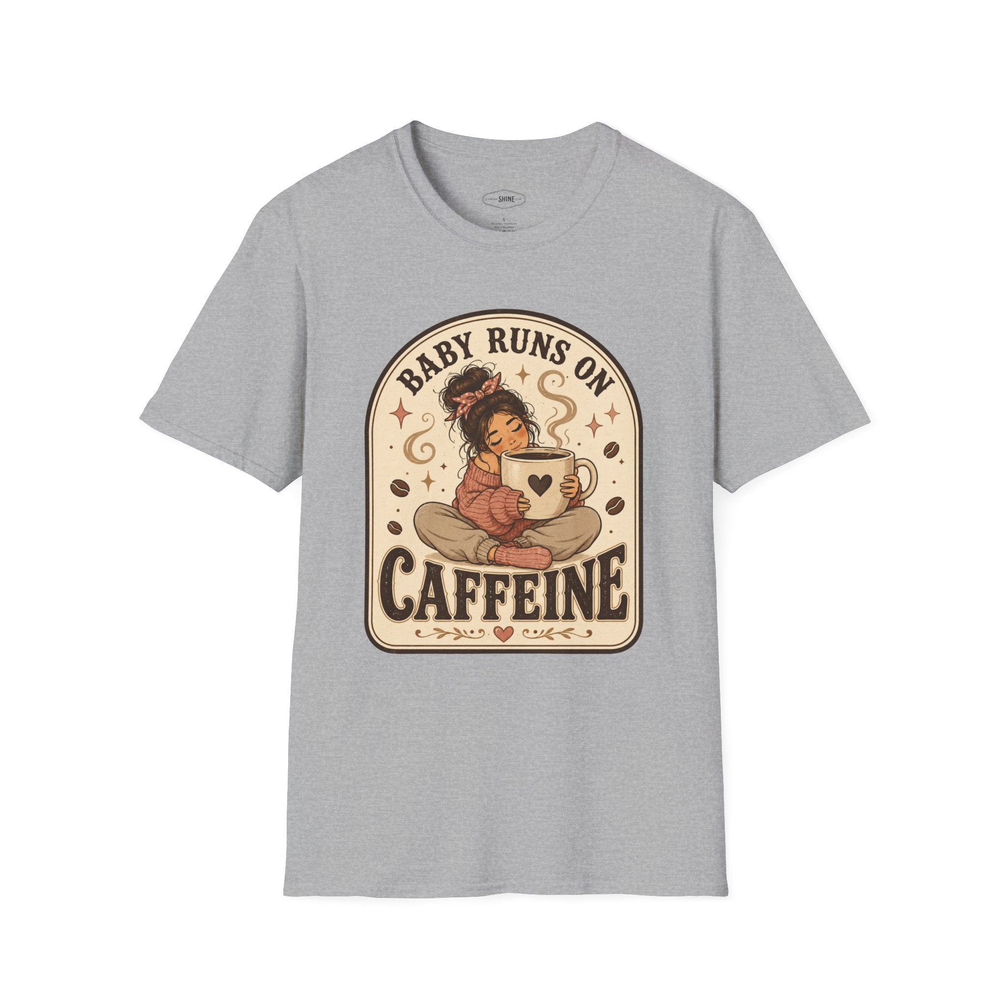 Baby Runs on Caffeine T-Shirt Vintage Design