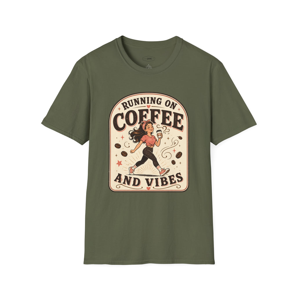 Running on Coffee and Vibes T-Shirt Vintage Design