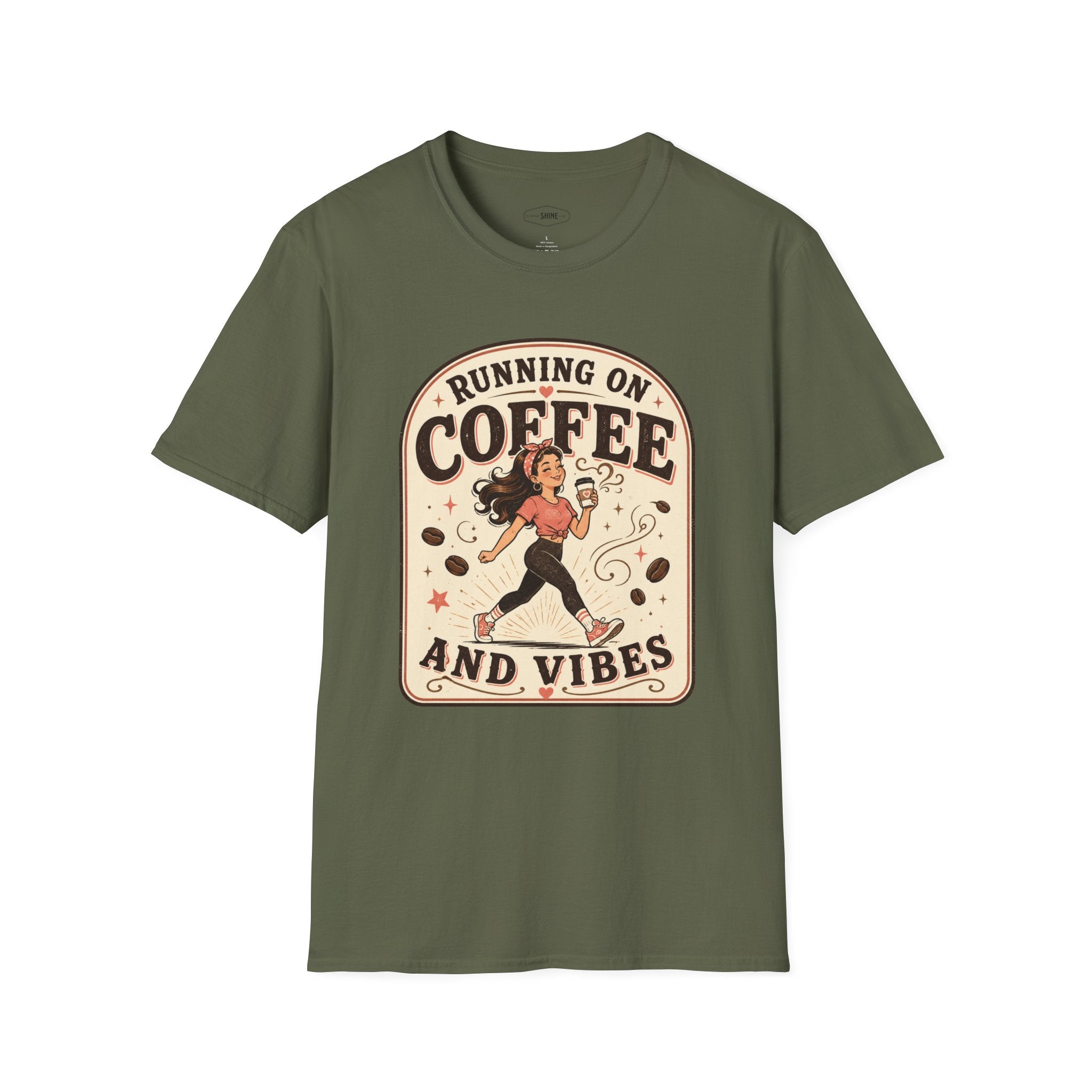 Running on Coffee and Vibes T-Shirt Vintage Design