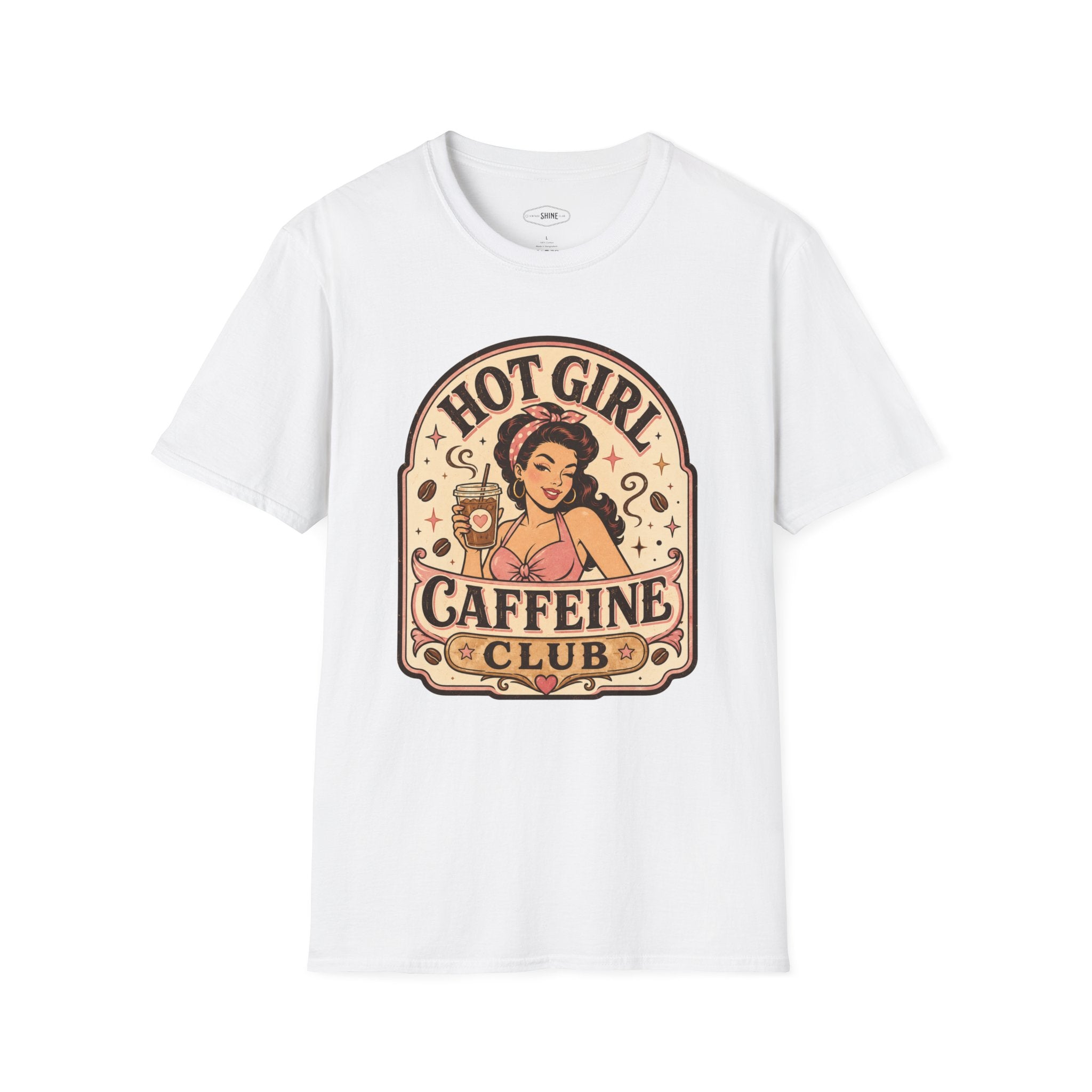 Hot Girl Caffeine Club T-Shirt Vintage Design