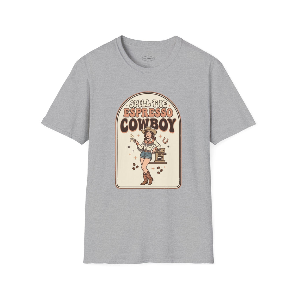 Spill the Espresso Cowboy T-Shirt Vintage Design