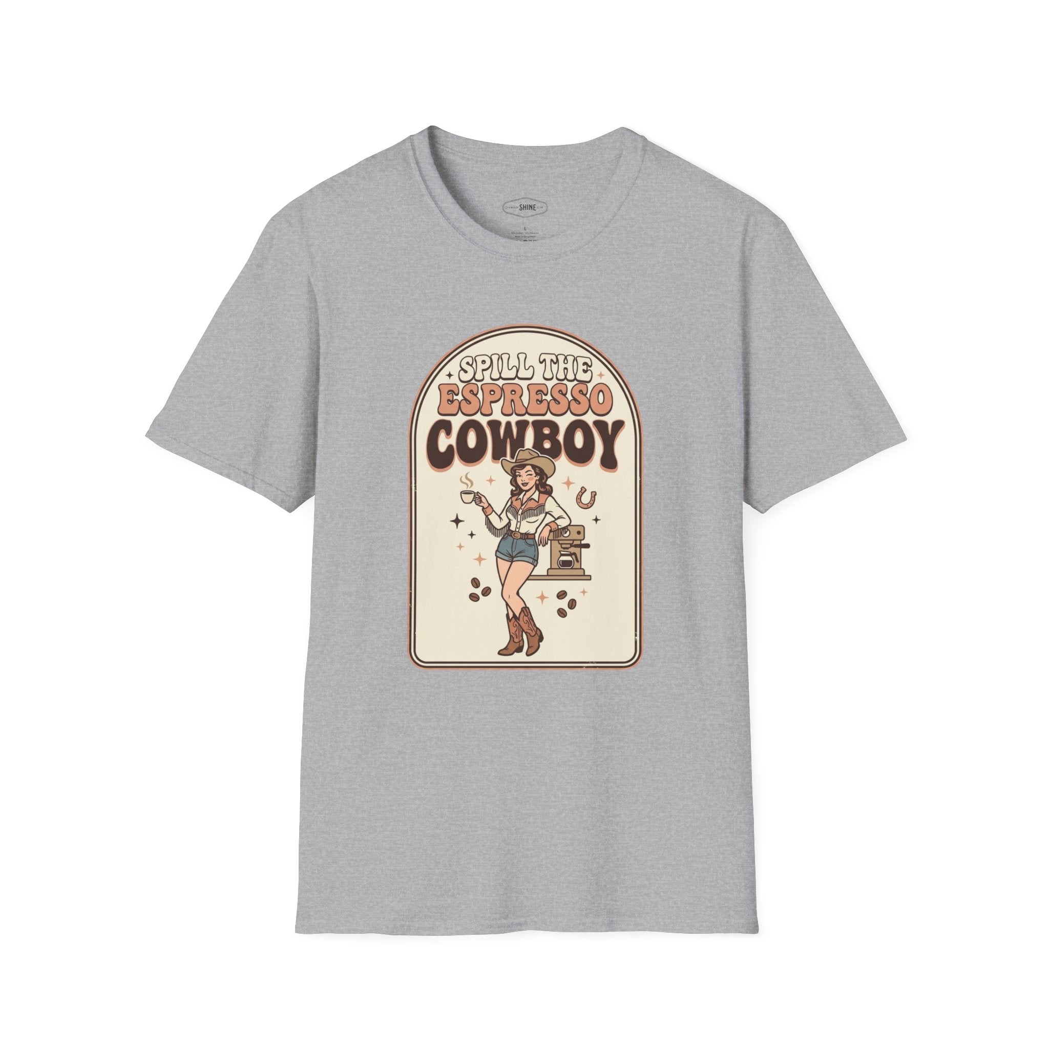 Spill the Espresso Cowboy T-Shirt Vintage Design