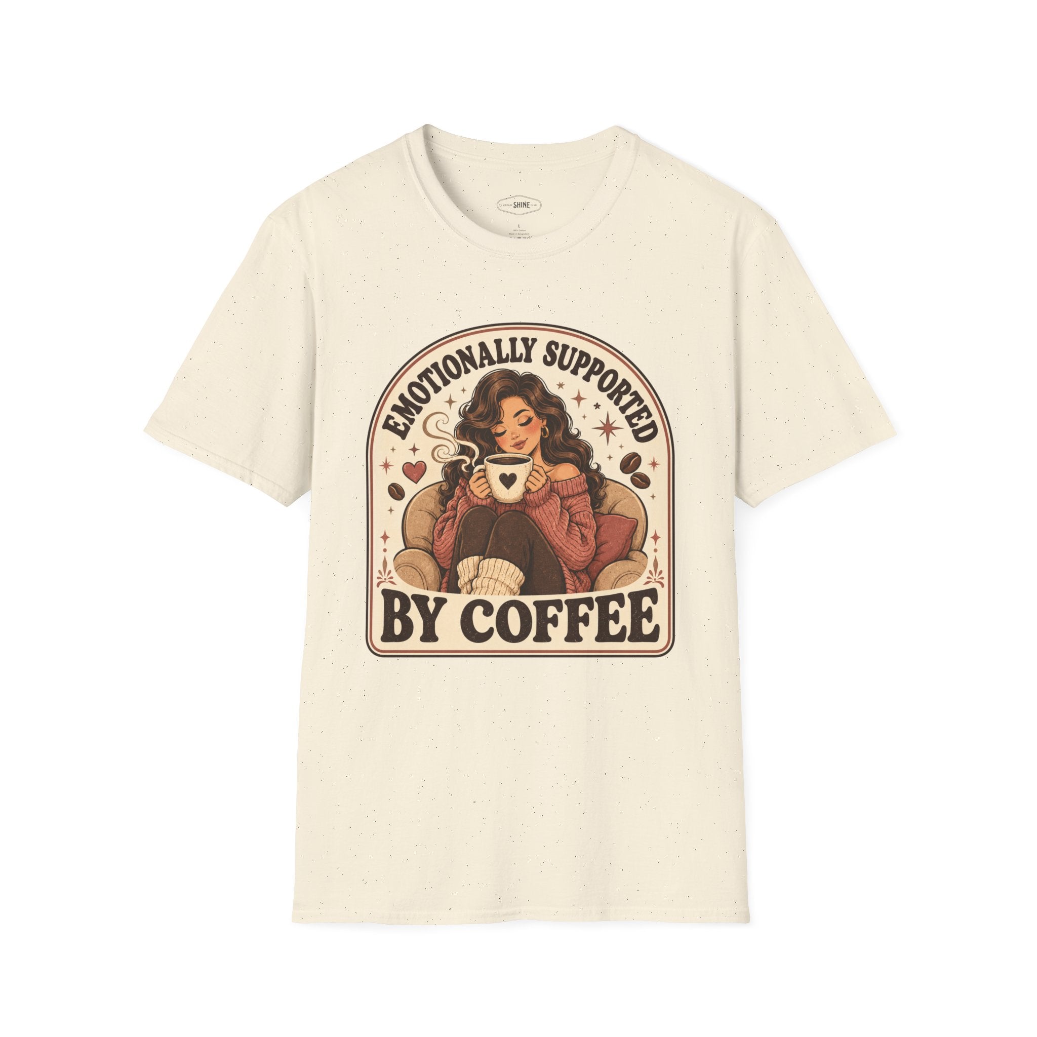 Emotionally Supported by Coffee T-Shirt Vintage Design