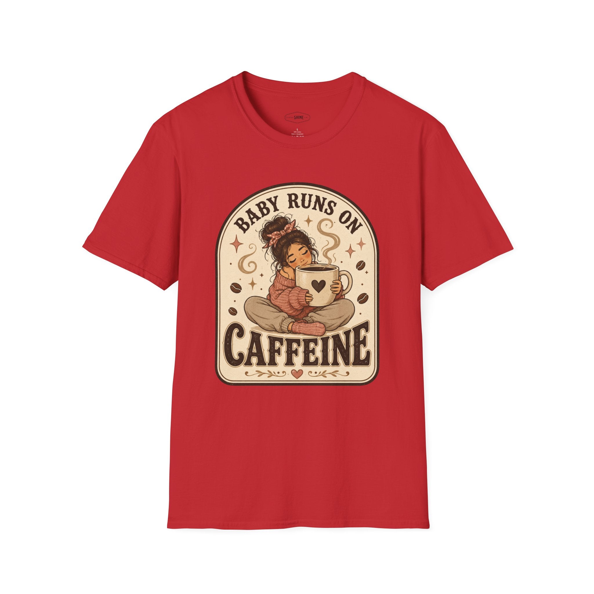 Baby Runs on Caffeine T-Shirt Vintage Design