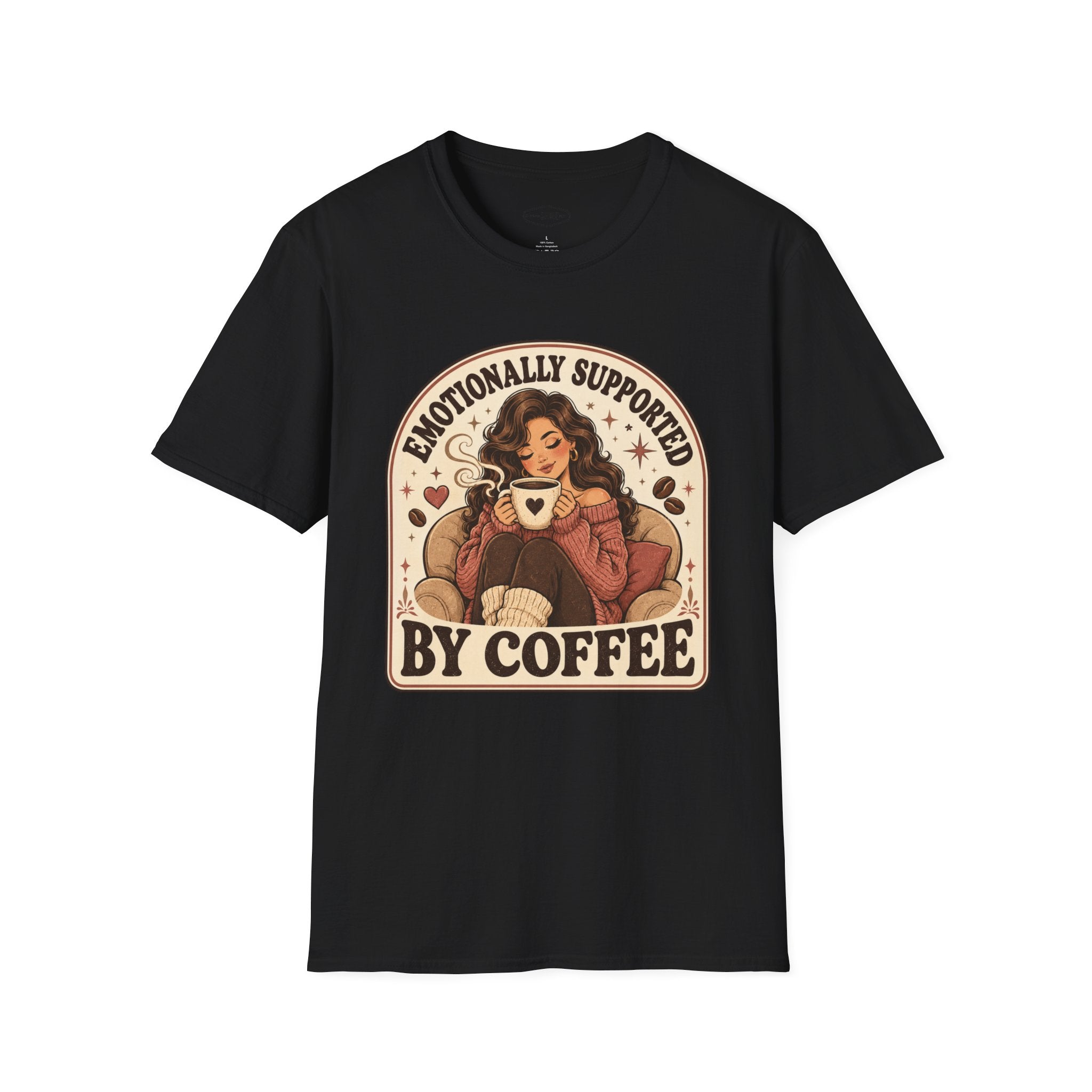 Emotionally Supported by Coffee T-Shirt Vintage Design