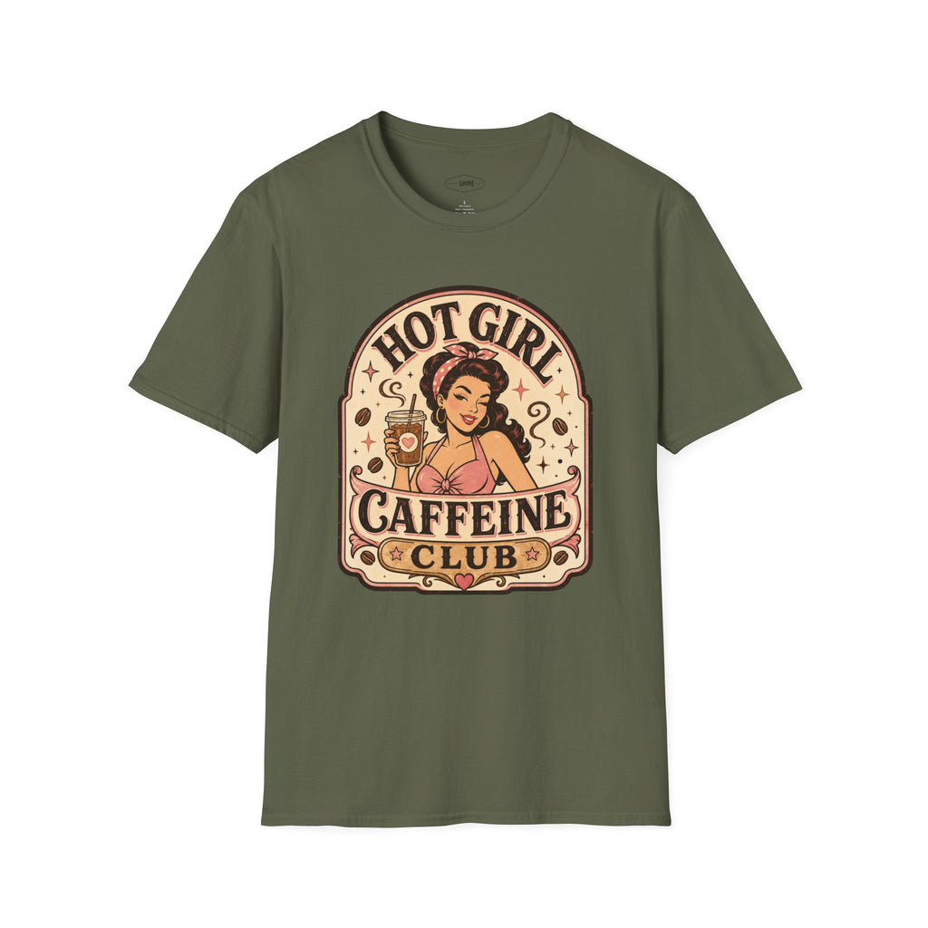 Hot Girl Caffeine Club T-Shirt Vintage Design