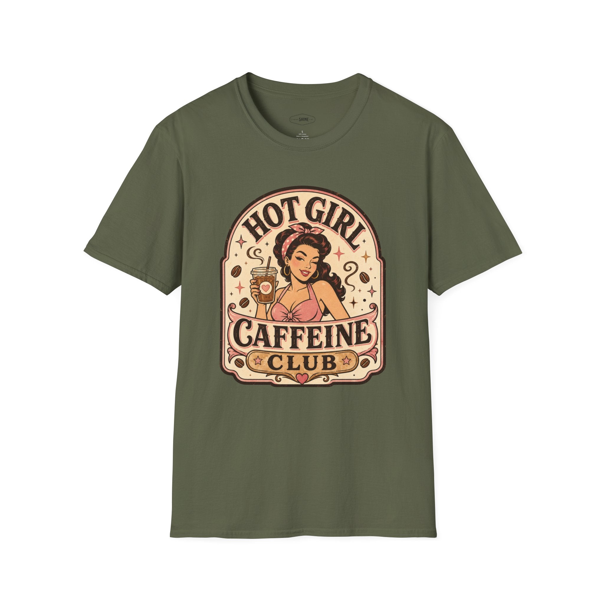 Hot Girl Caffeine Club T-Shirt Vintage Design