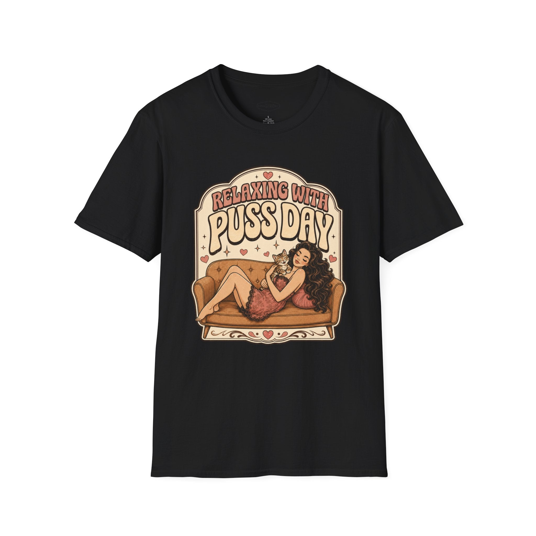 Relaxing With Puss Day T-Shirt Vintage Design