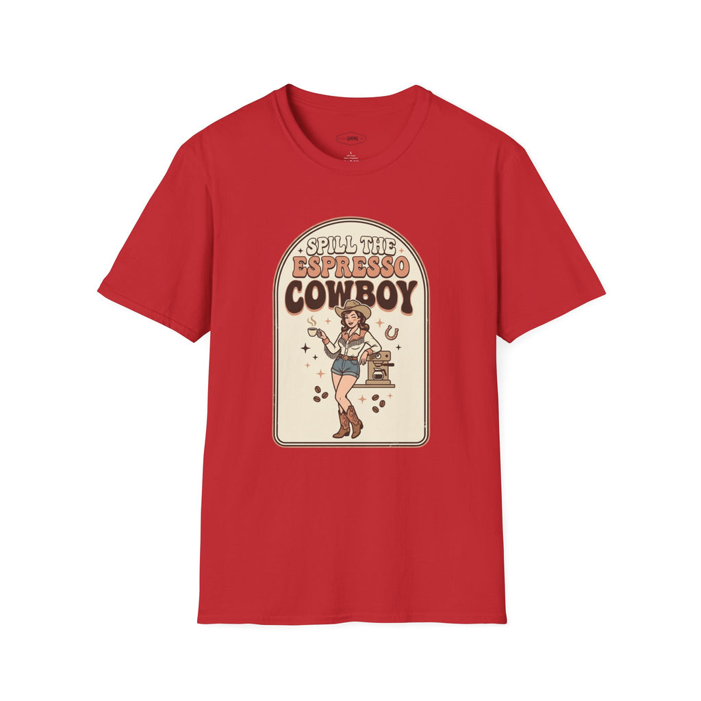 Spill the Espresso Cowboy T-Shirt Vintage Design