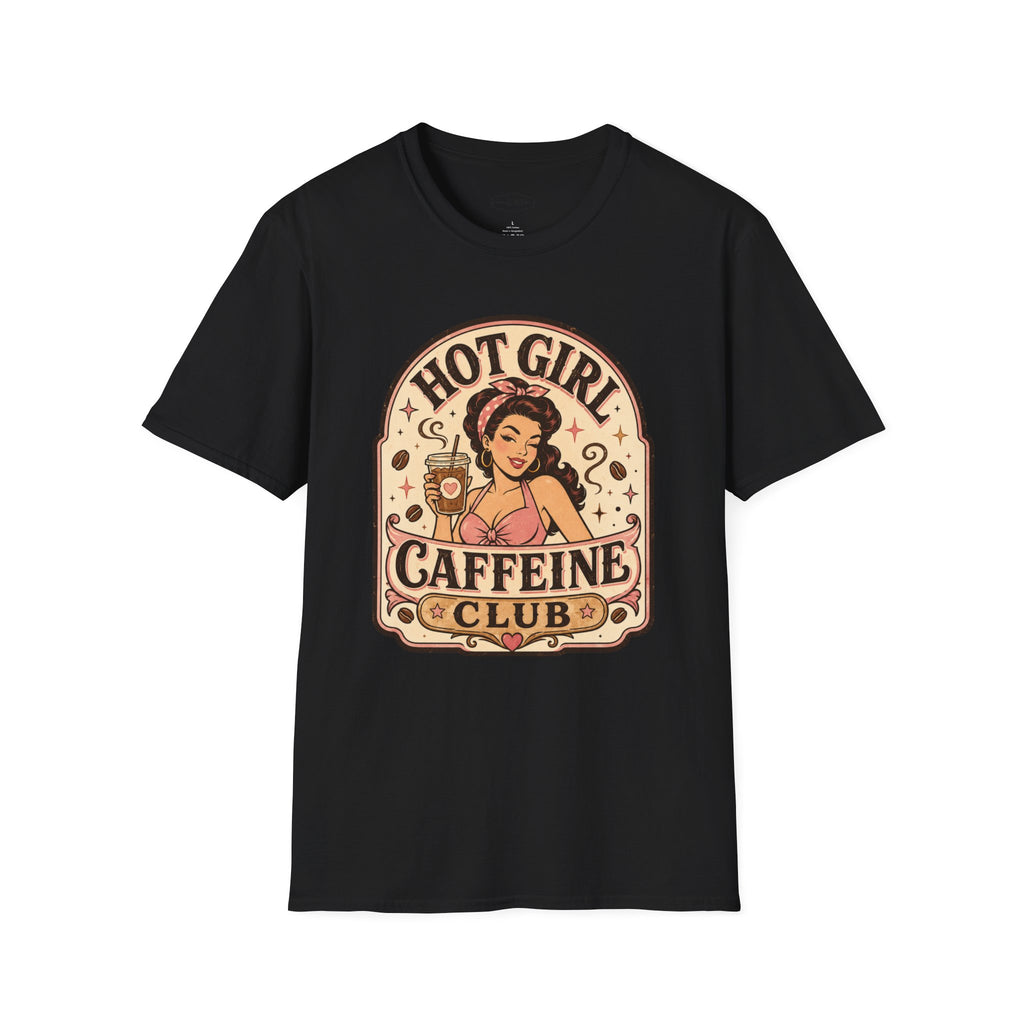 Hot Girl Caffeine Club T-Shirt Vintage Design