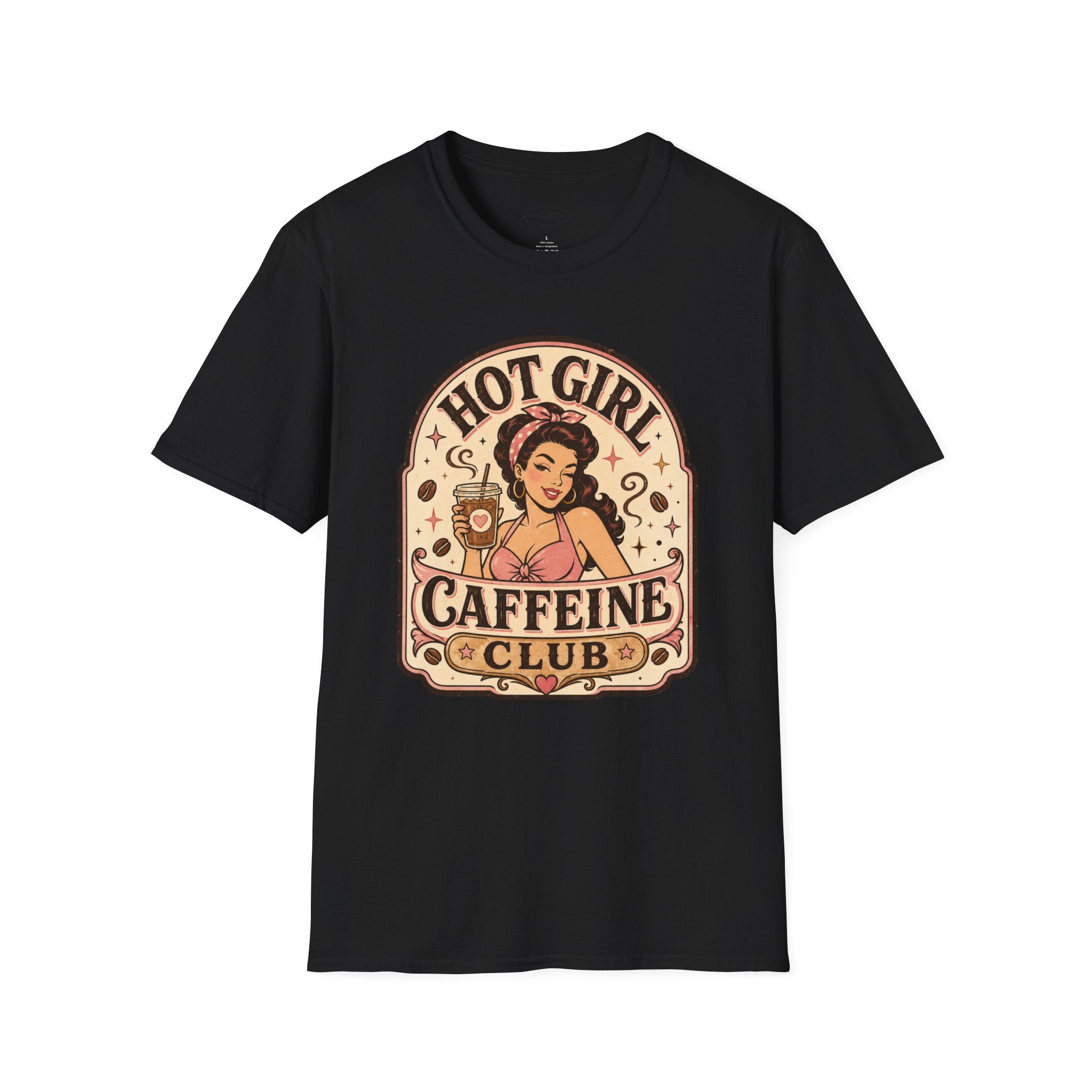 Hot Girl Caffeine Club T-Shirt Vintage Design