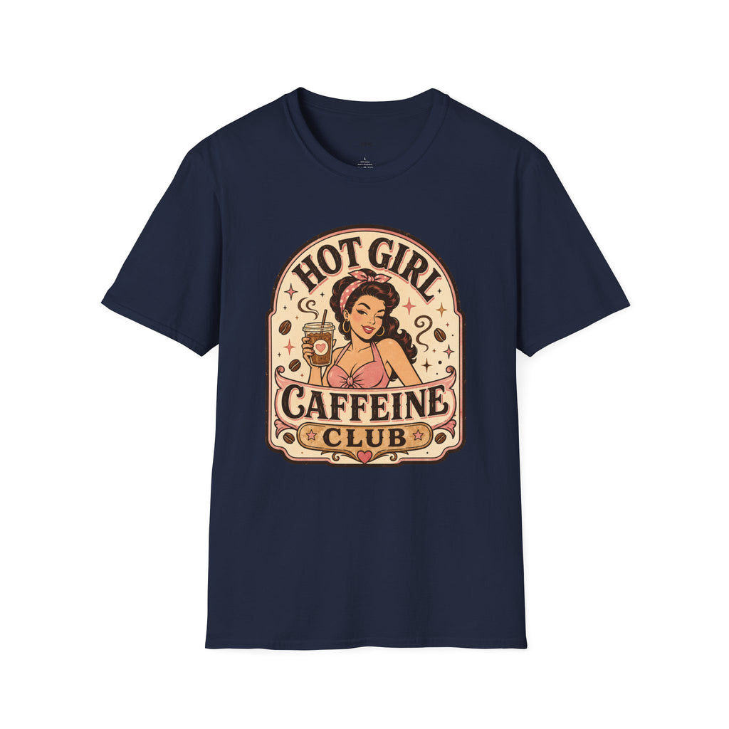 Hot Girl Caffeine Club T-Shirt Vintage Design