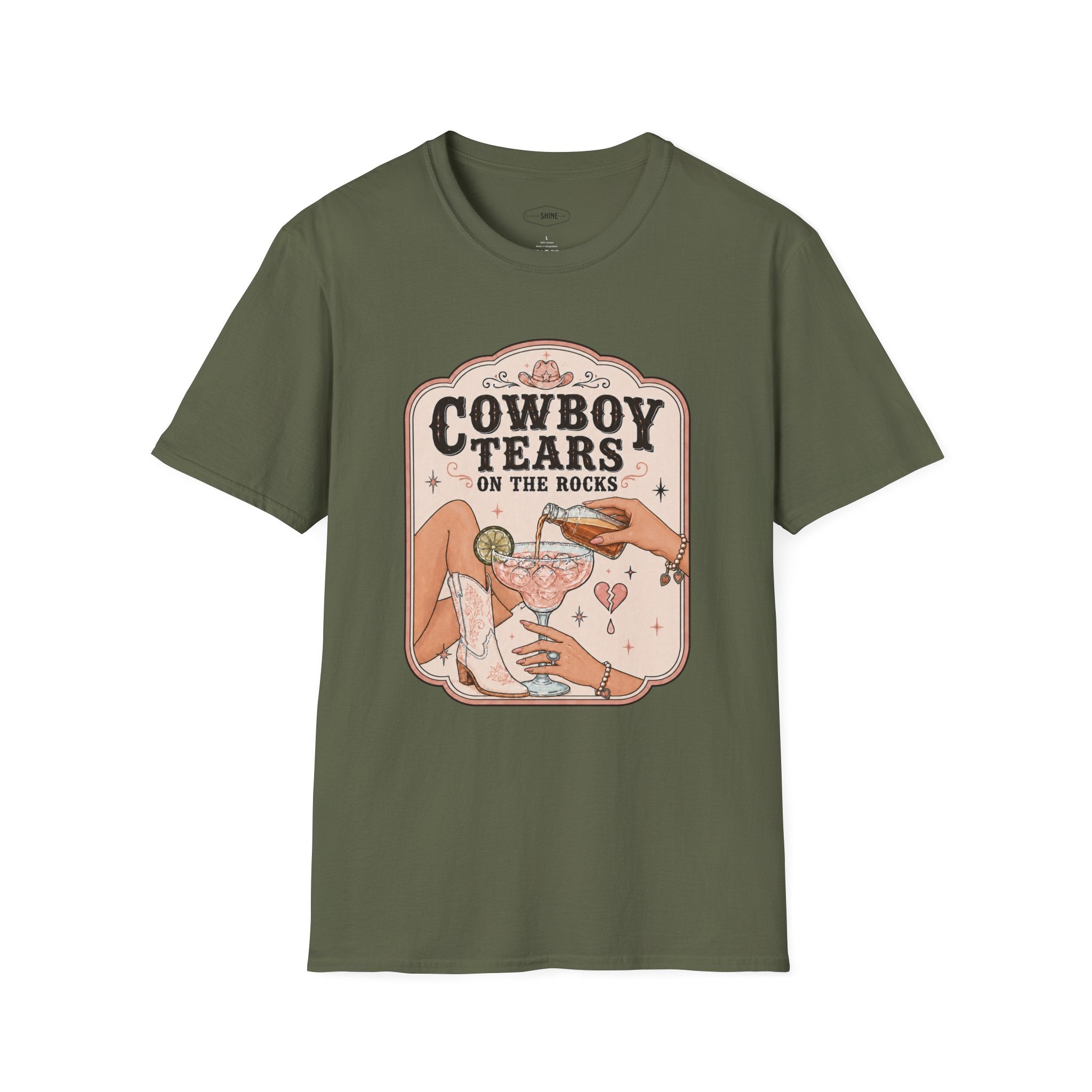 Cowboy Tears on the Rocks T-Shirt Vintage Design