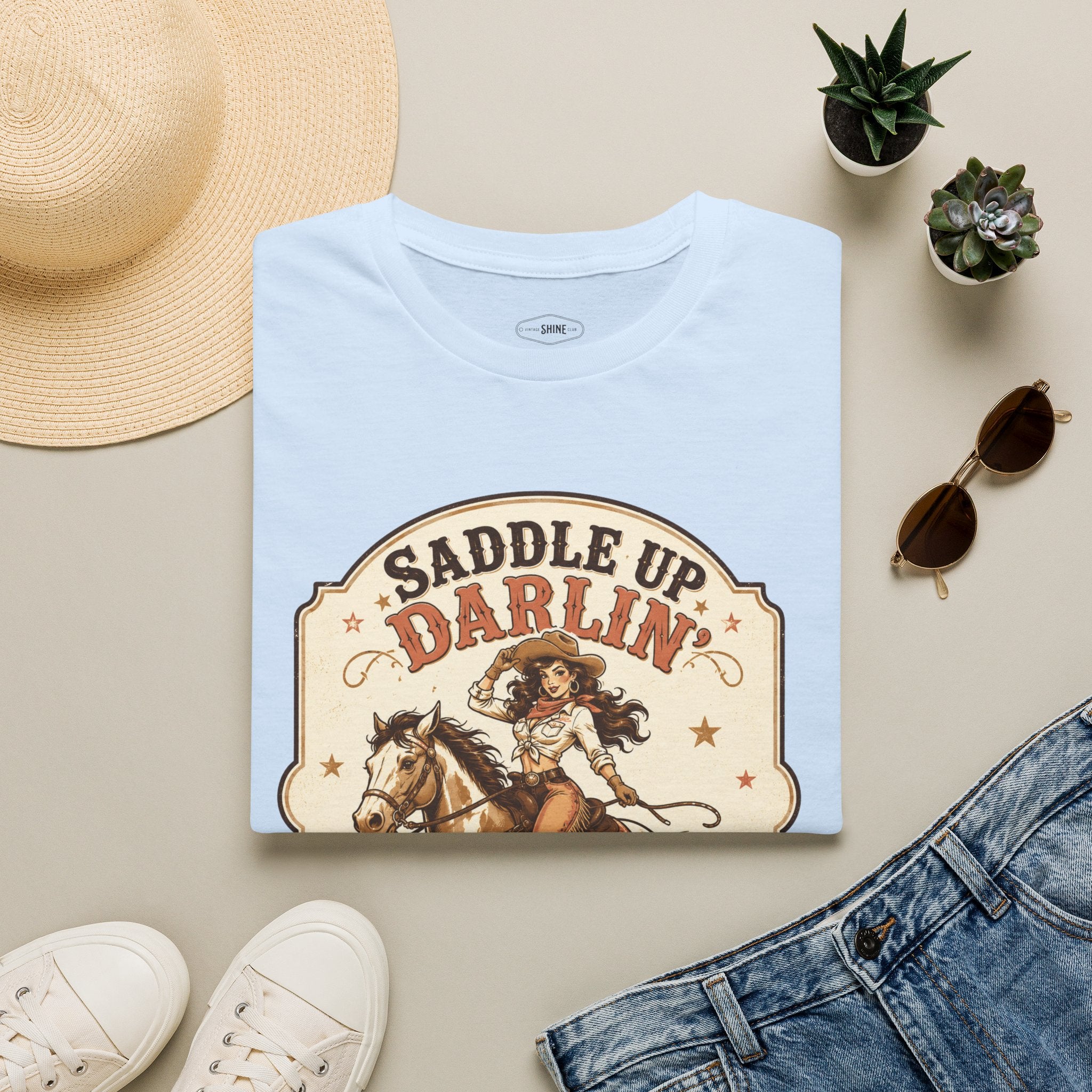 Saddle Up Darlin’ I Ride Hard T-Shirt Vintage Design