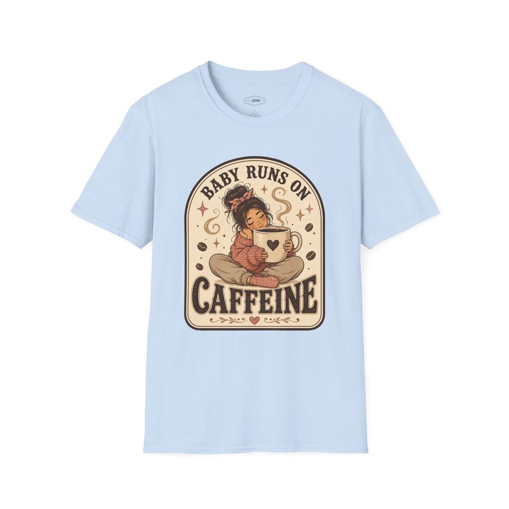 Baby Runs on Caffeine T-Shirt Vintage Design