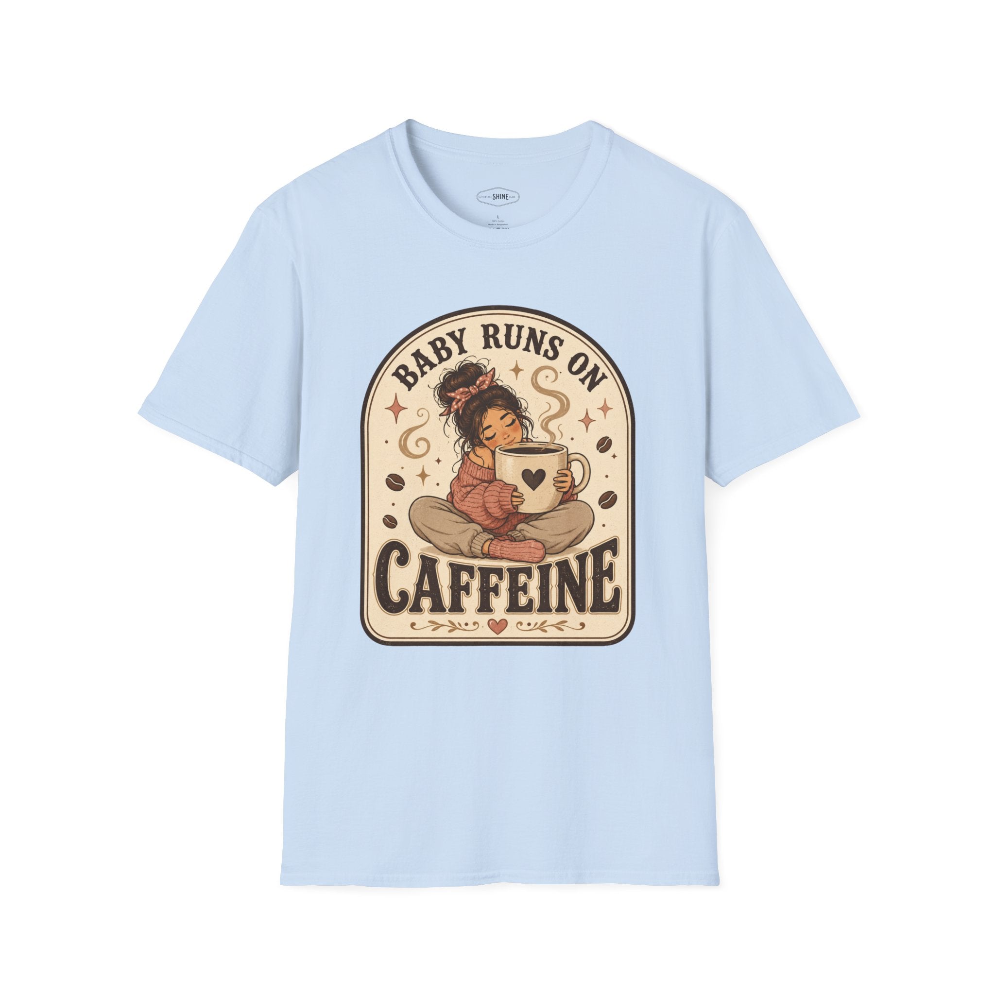Baby Runs on Caffeine T-Shirt Vintage Design