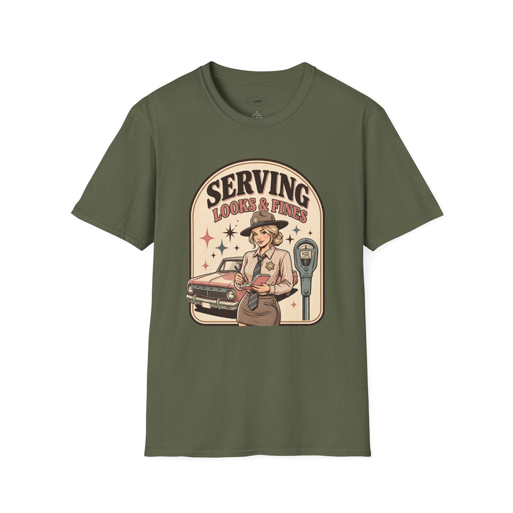 Serving Looks & Fines T-Shirt Vintage Design