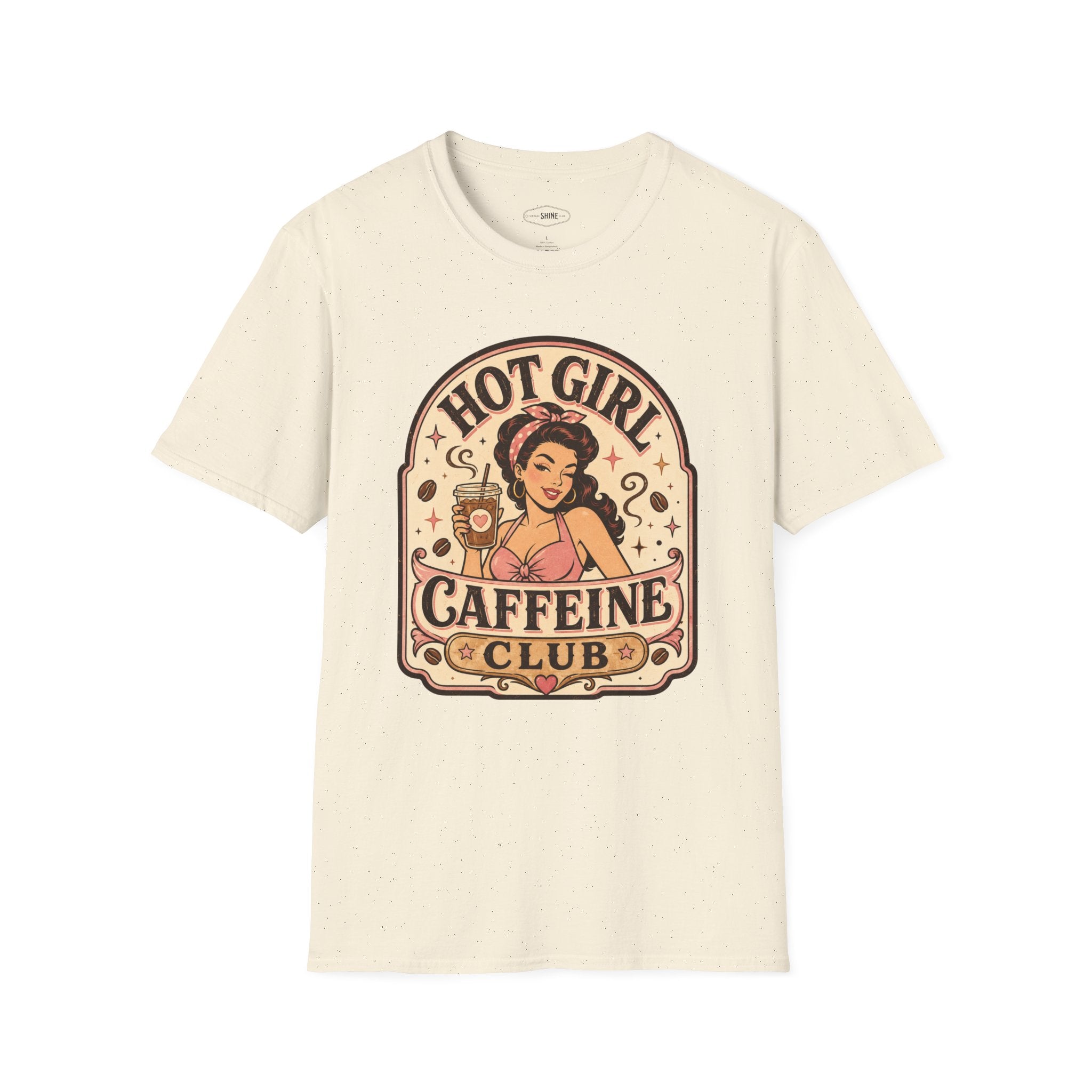 Hot Girl Caffeine Club T-Shirt Vintage Design