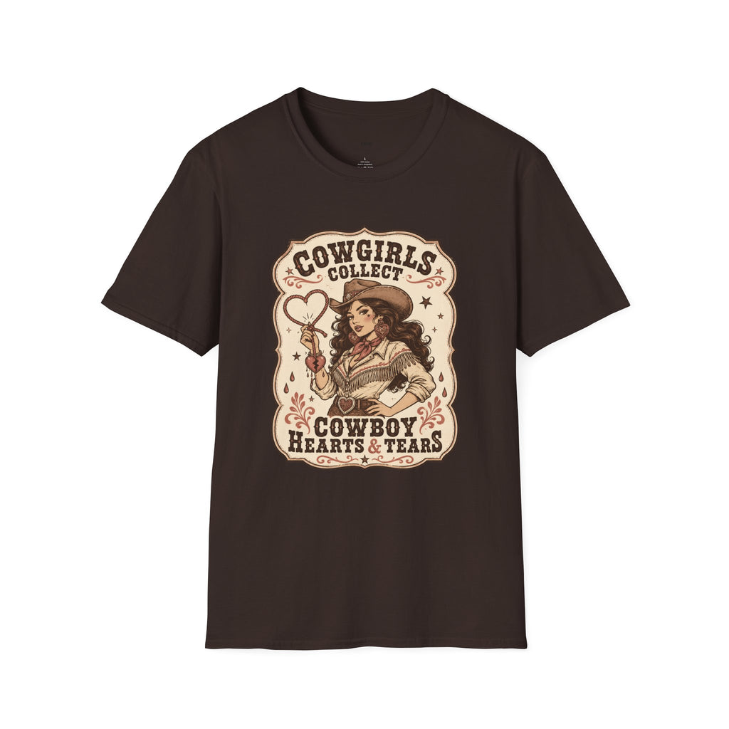 Cowgirls Collect Cowboys Hearts & Tears T-Shirt Vintage Design