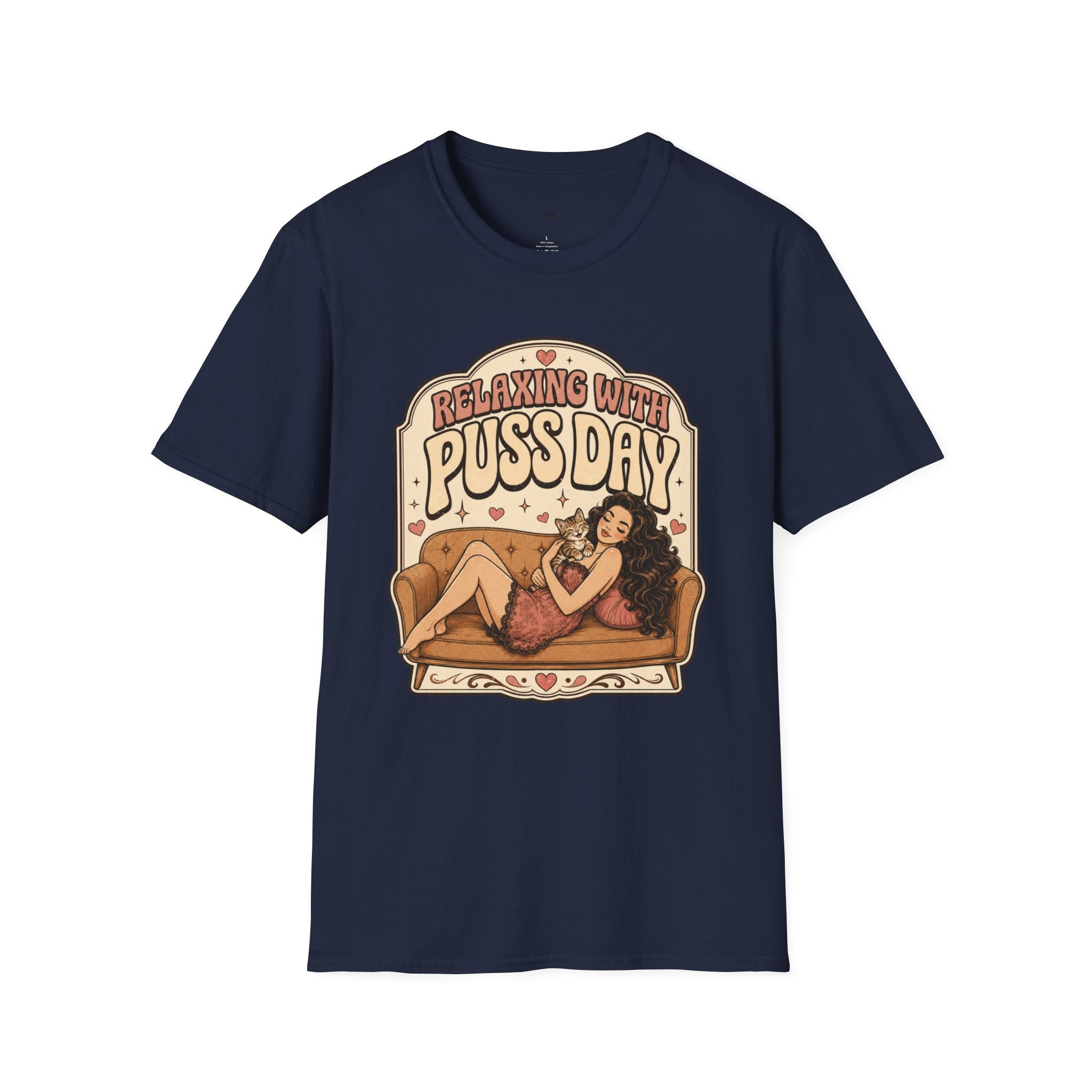 Relaxing With Puss Day T-Shirt Vintage Design