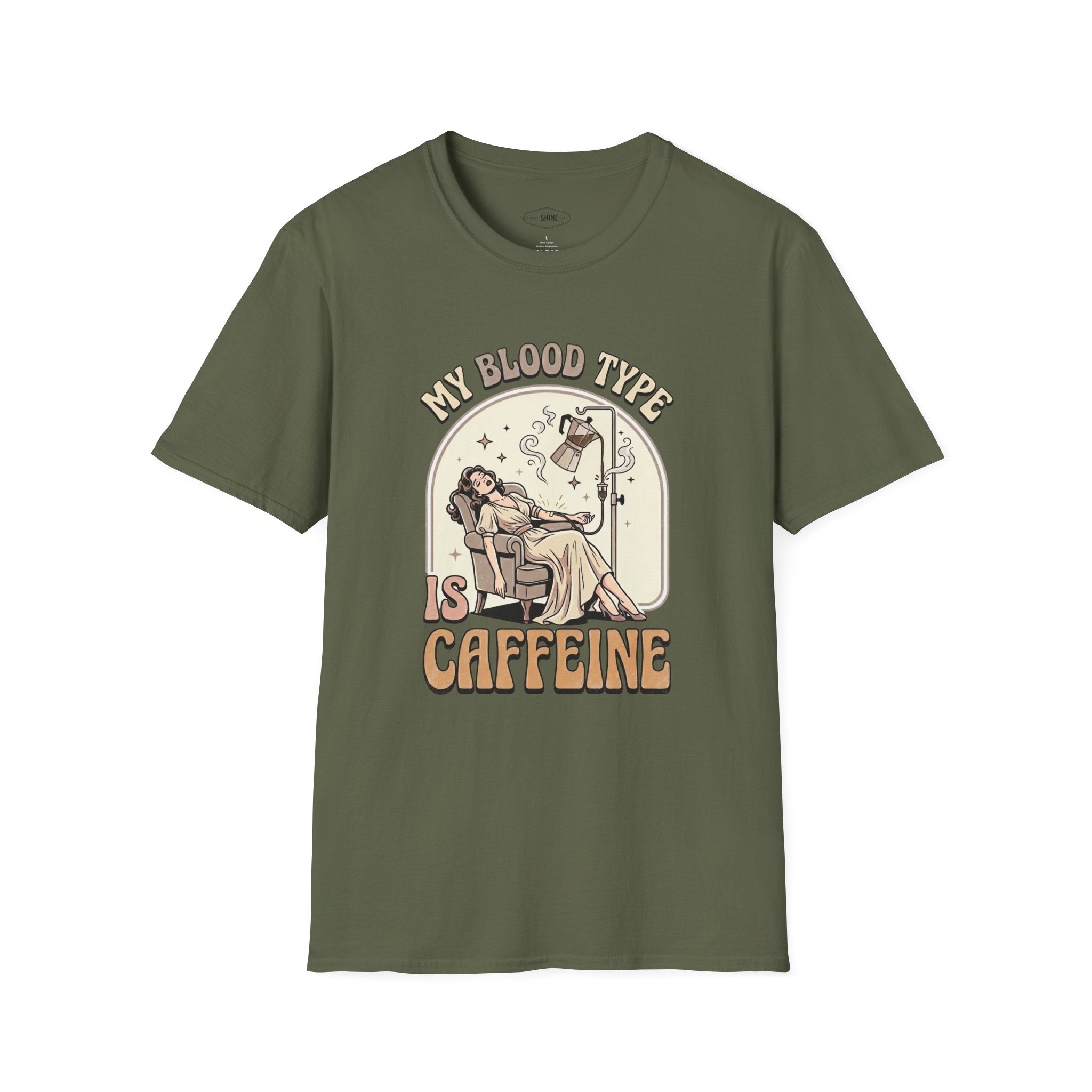 My Blood Type Is Caffeine T-Shirt Vintage Design