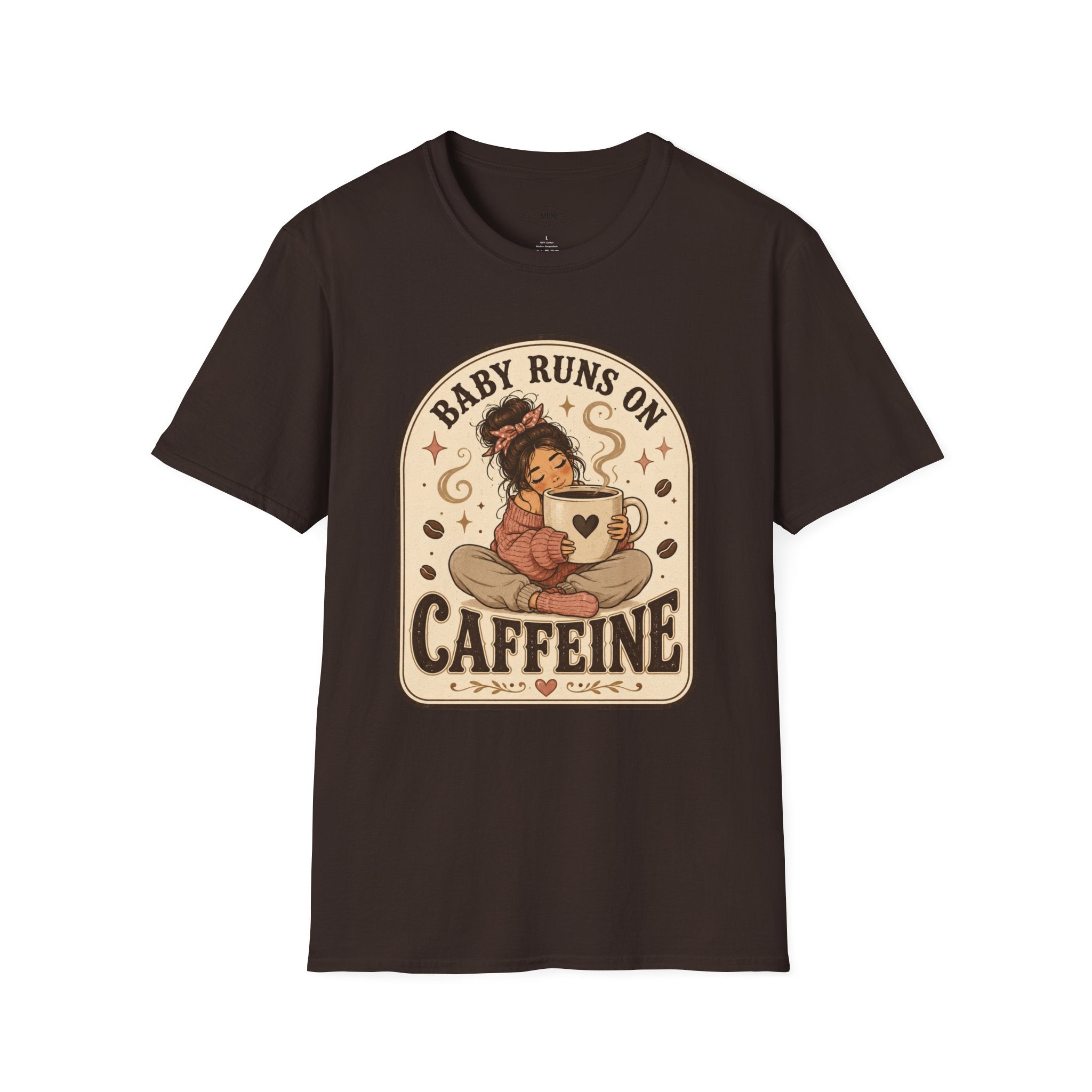 Baby Runs on Caffeine T-Shirt Vintage Design