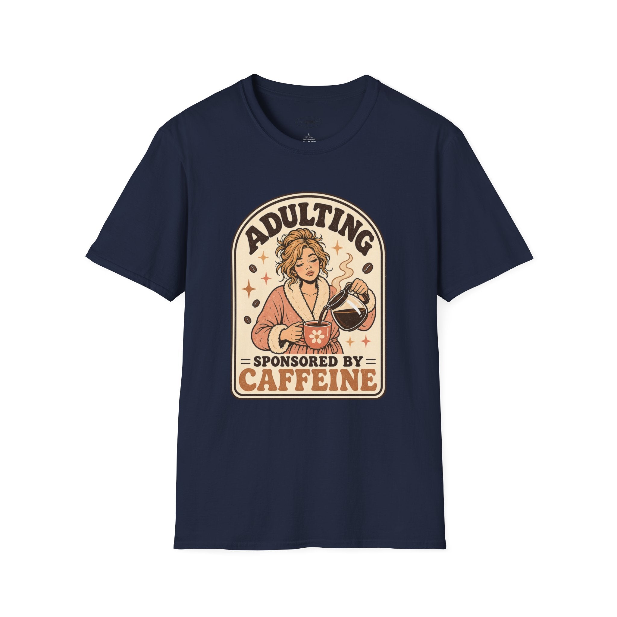 Adulting Sponsored by Caffeine T-Shirt Vintage Design
