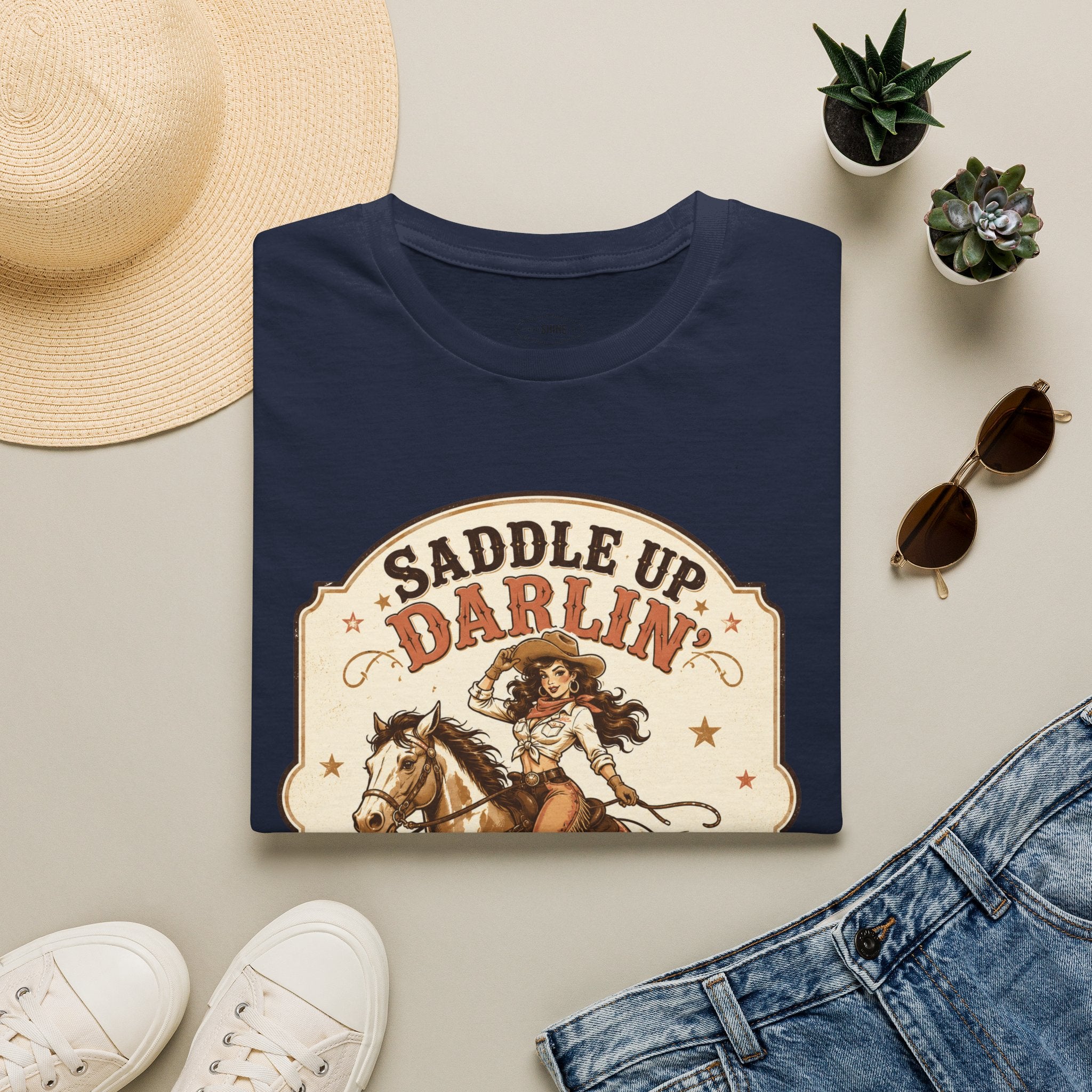 Saddle Up Darlin’ I Ride Hard T-Shirt Vintage Design