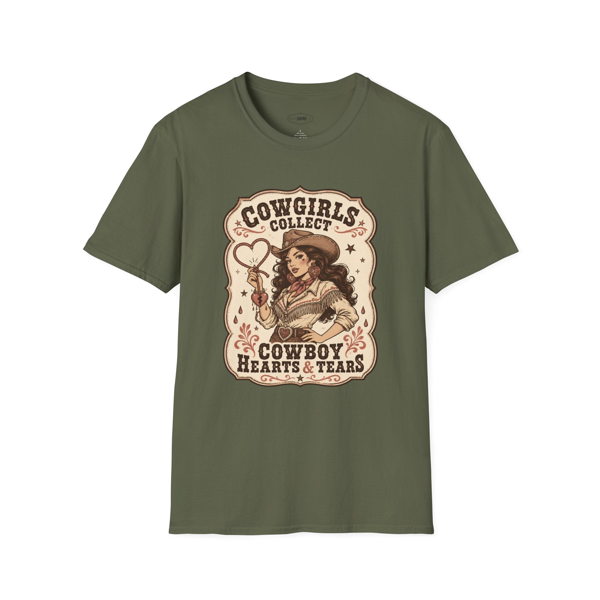Cowgirls Collect Cowboys Hearts & Tears T-Shirt Vintage Design