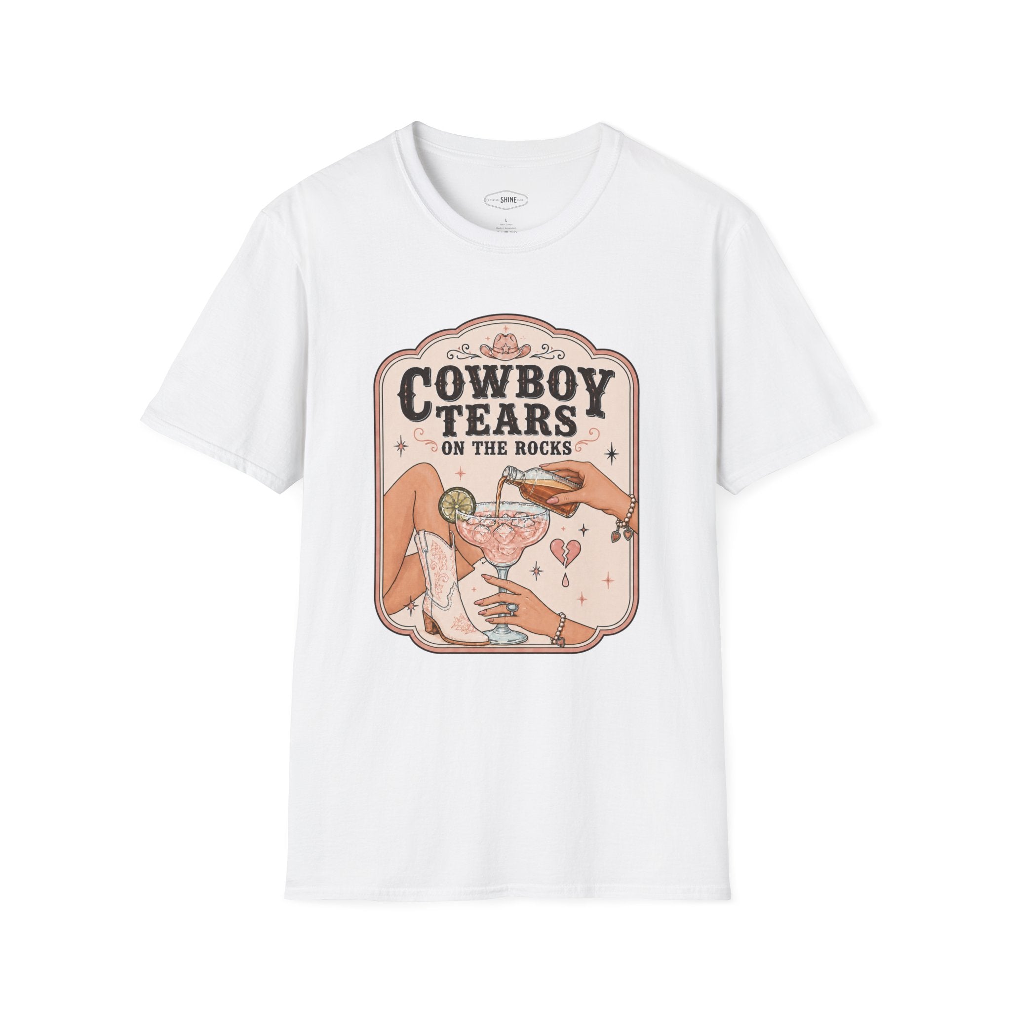 Cowboy Tears on the Rocks T-Shirt Vintage Design