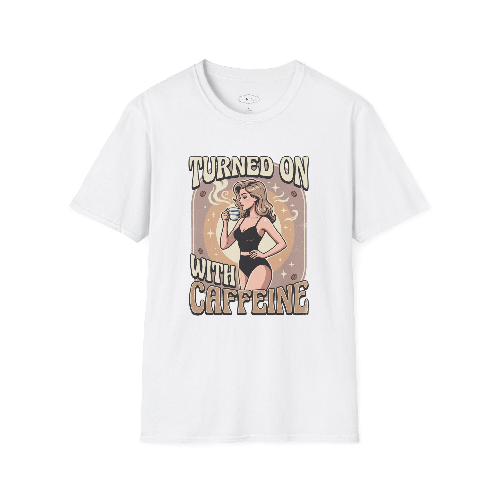Turned On With Caffeine T-Shirt Vintage Design