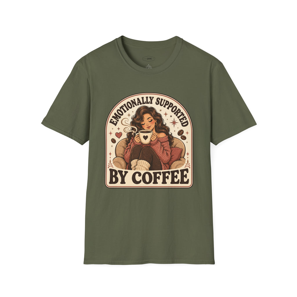 Emotionally Supported by Coffee T-Shirt Vintage Design