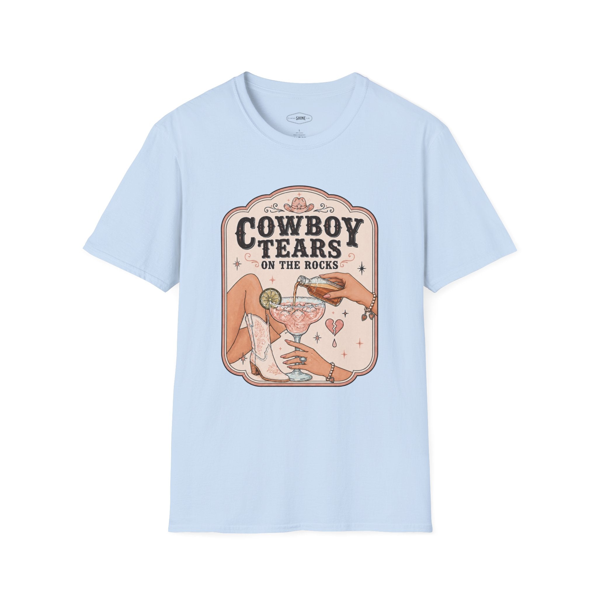 Cowboy Tears on the Rocks T-Shirt Vintage Design