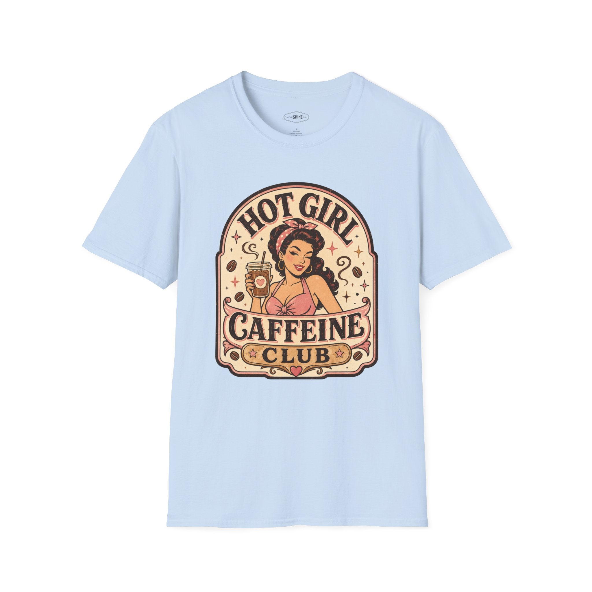 Hot Girl Caffeine Club T-Shirt Vintage Design