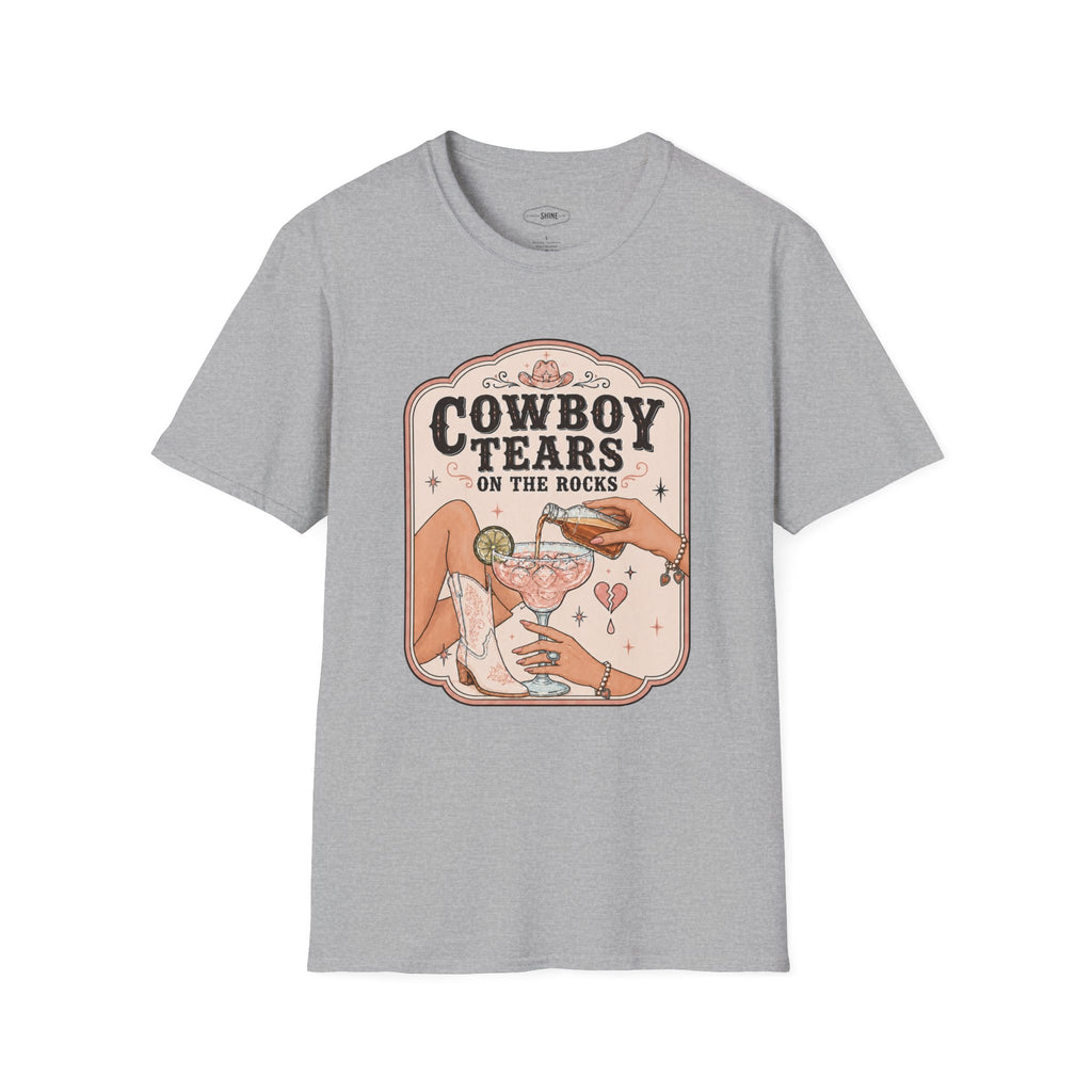 Cowboy Tears on the Rocks T-Shirt Vintage Design