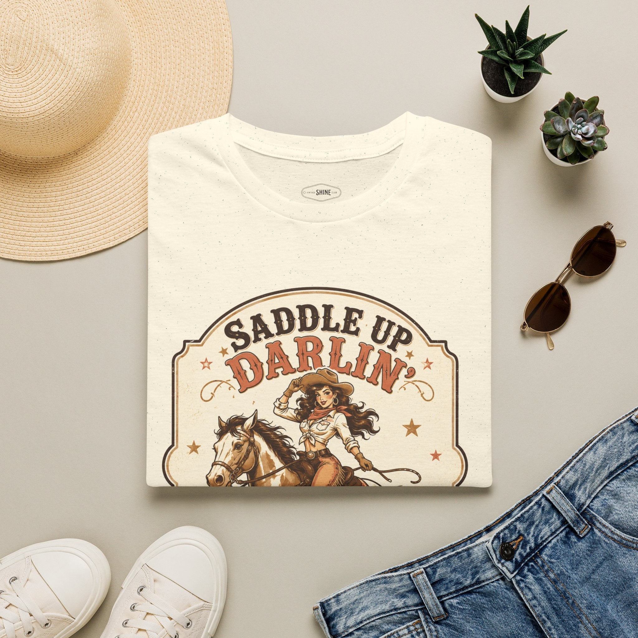 Saddle Up Darlin’ I Ride Hard T-Shirt Vintage Design