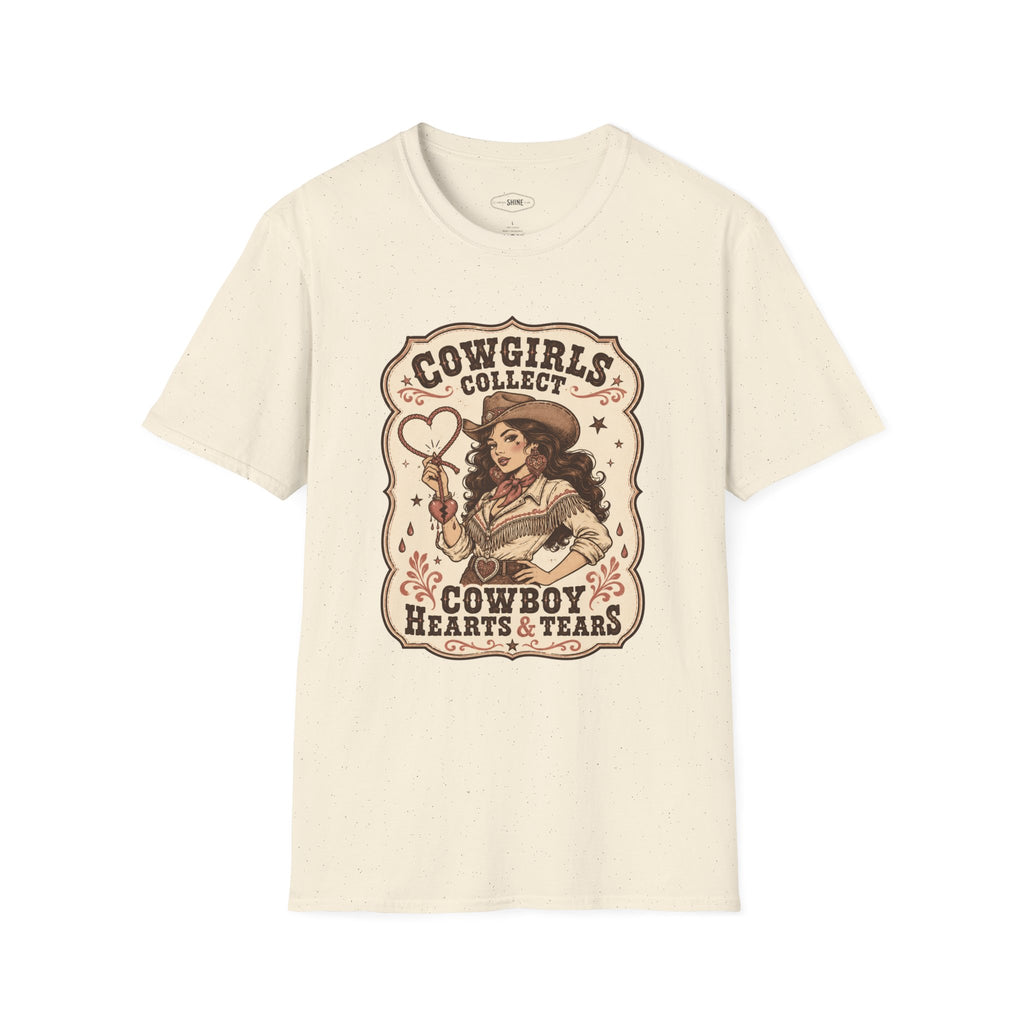 Cowgirls Collect Cowboys Hearts & Tears T-Shirt Vintage Design