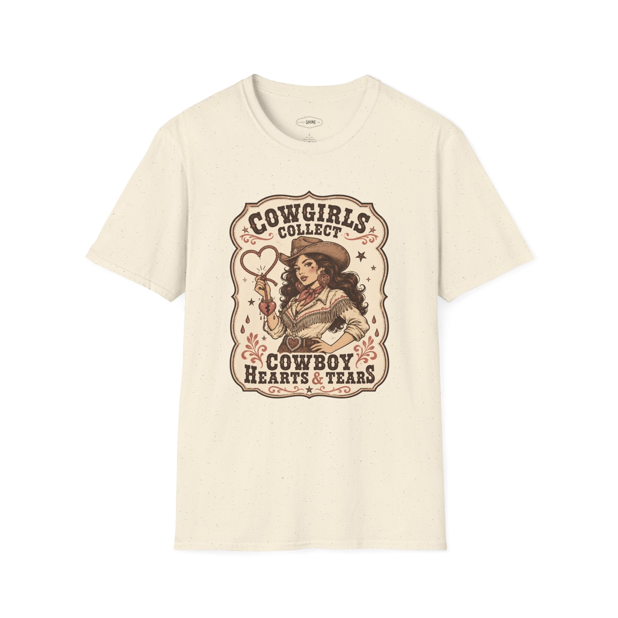 Cowgirls Collect Cowboys Hearts & Tears T-Shirt Vintage Design