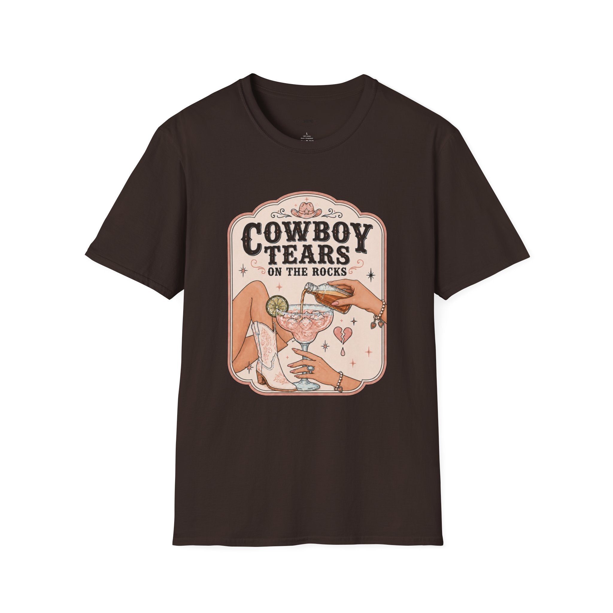 Cowboy Tears on the Rocks T-Shirt Vintage Design