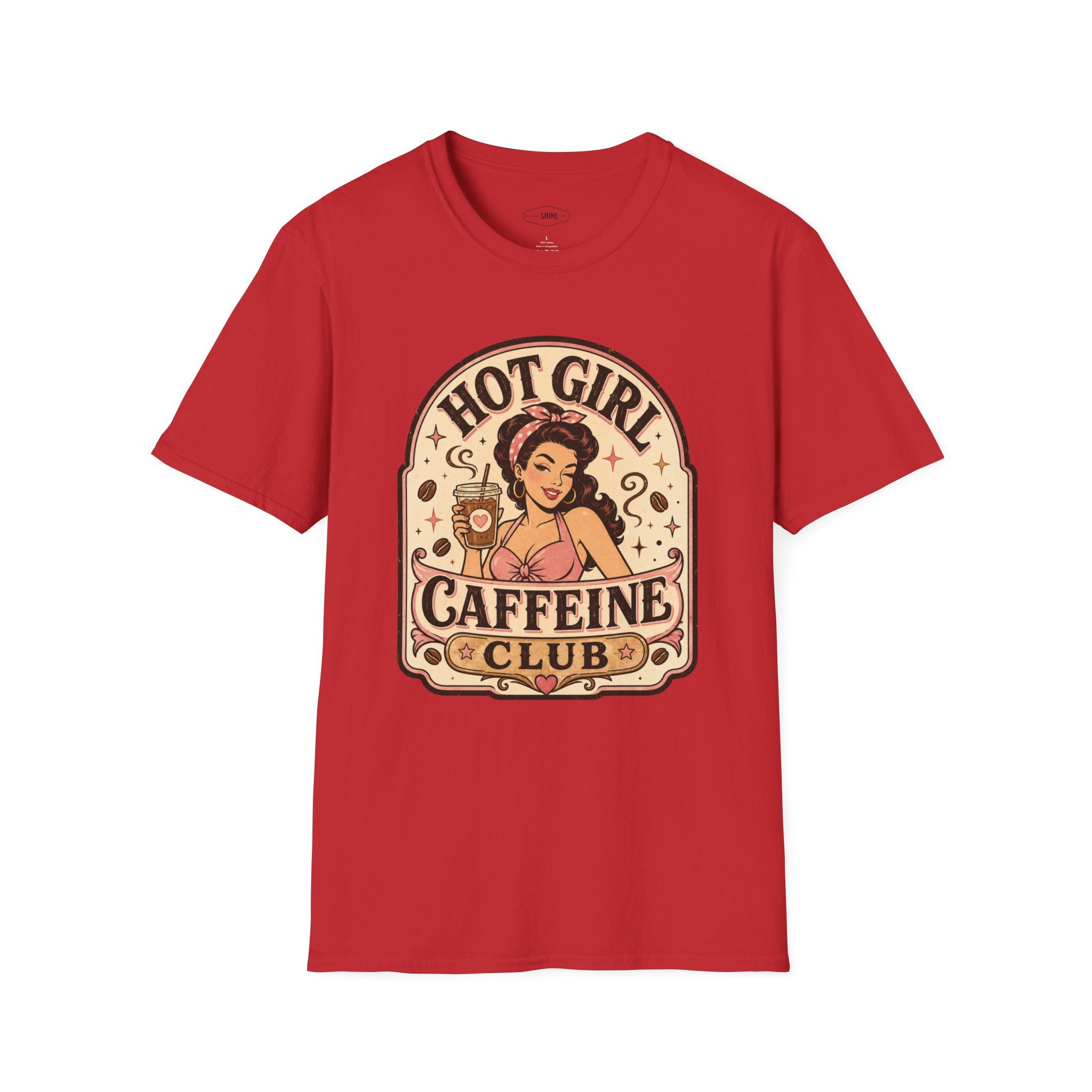 Hot Girl Caffeine Club T-Shirt Vintage Design