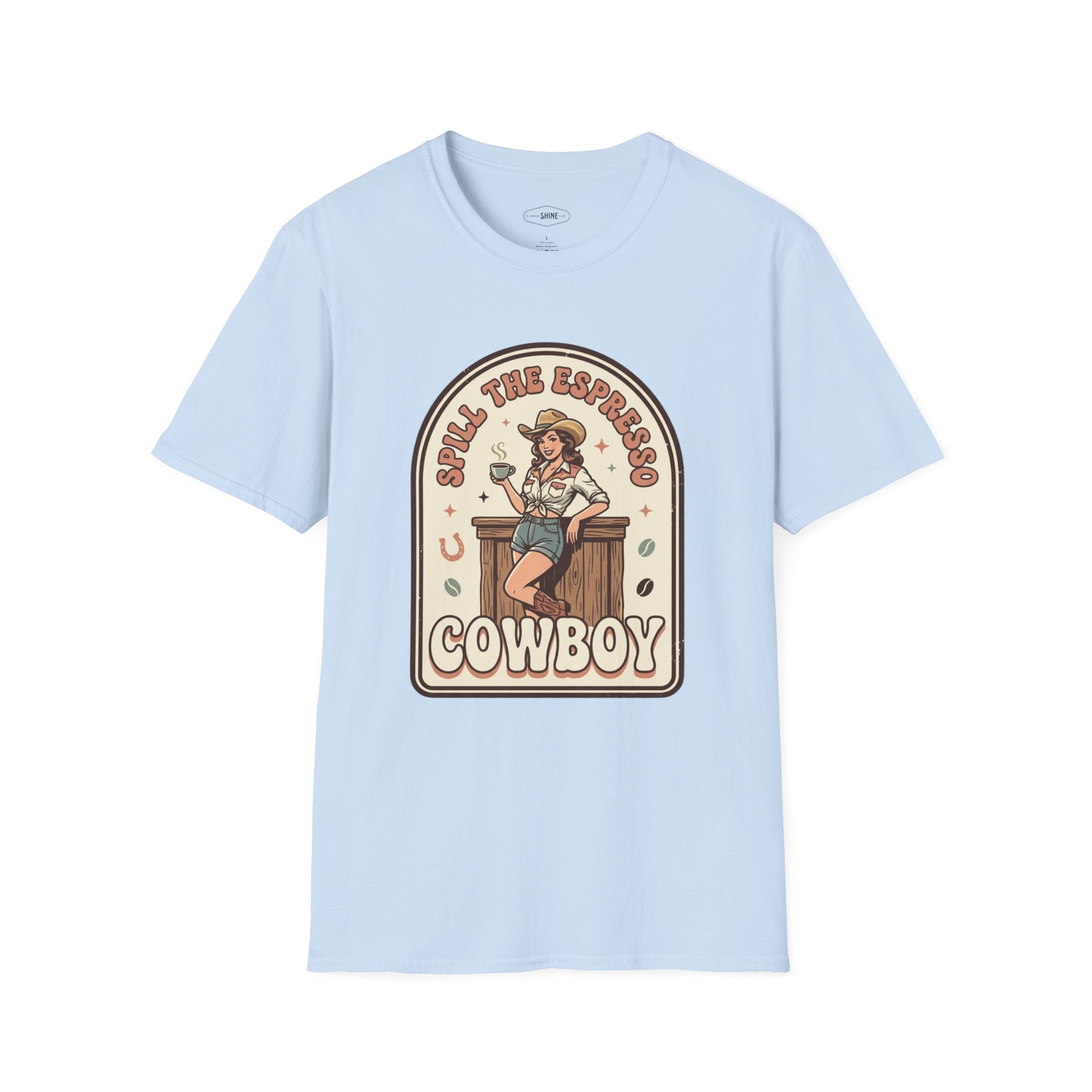 Spill the Espresso Cowboy T-Shirt Vintage Design