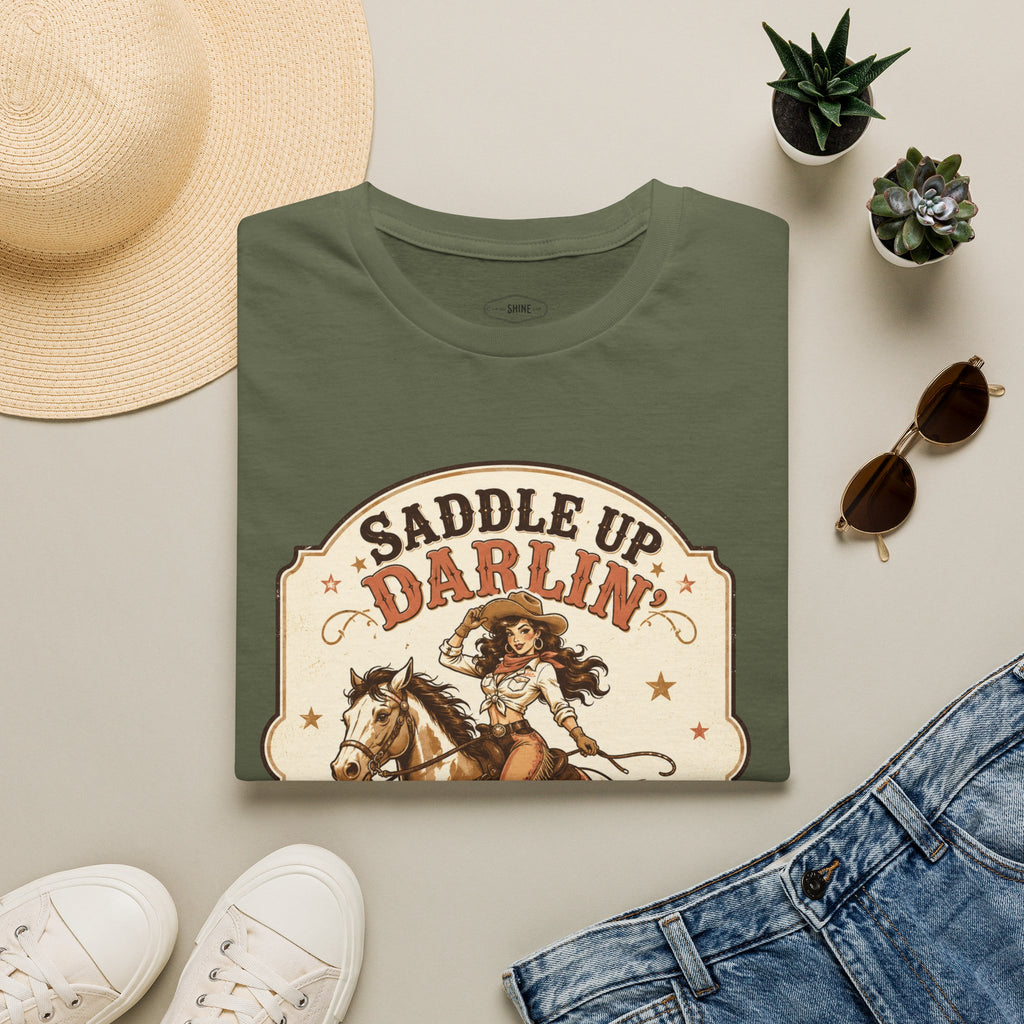 Saddle Up Darlin’ I Ride Hard T-Shirt Vintage Design