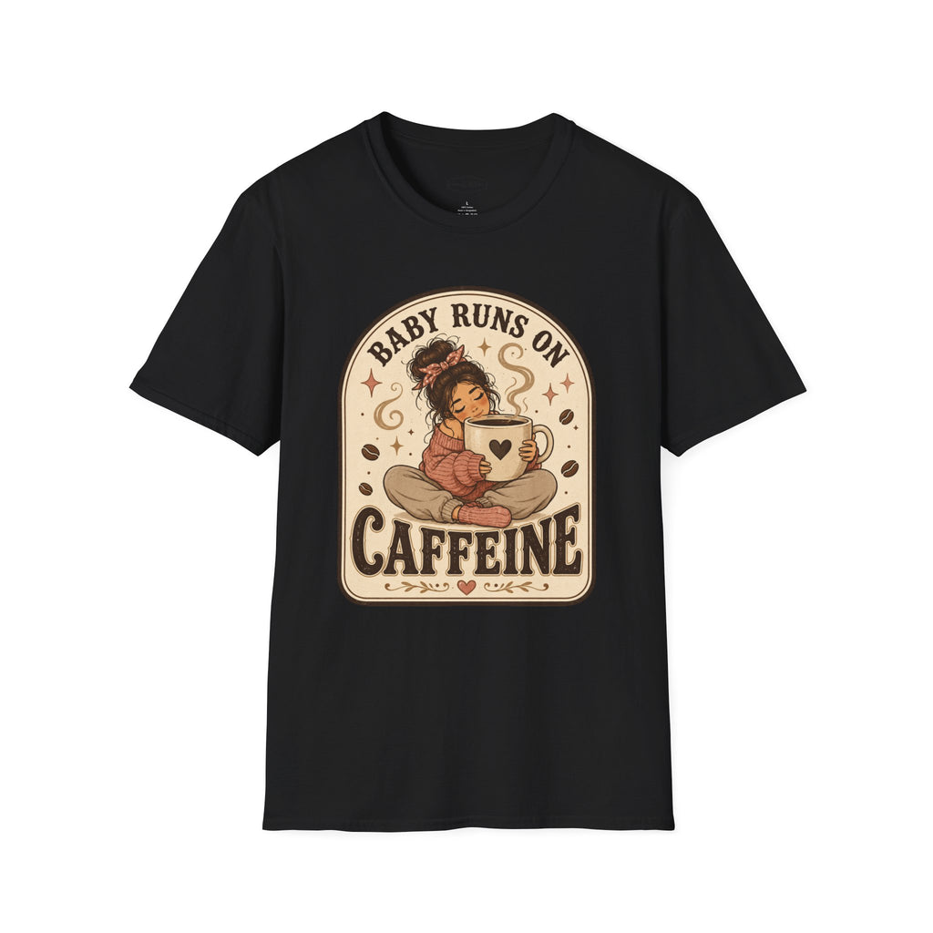 Baby Runs on Caffeine T-Shirt Vintage Design