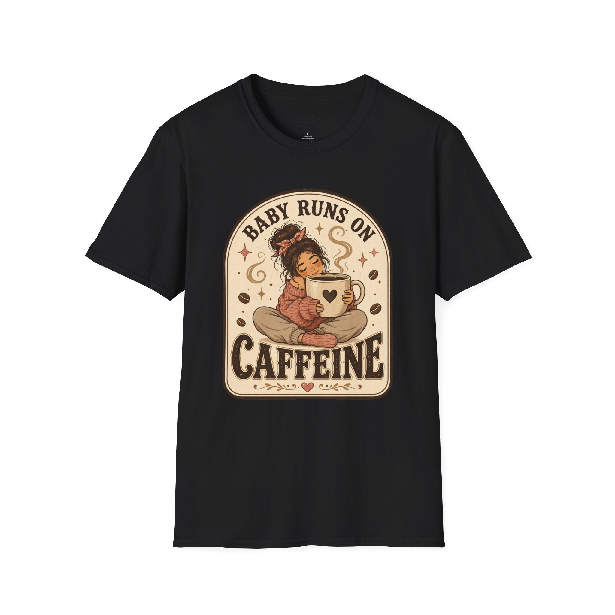 Baby Runs on Caffeine T-Shirt Vintage Design
