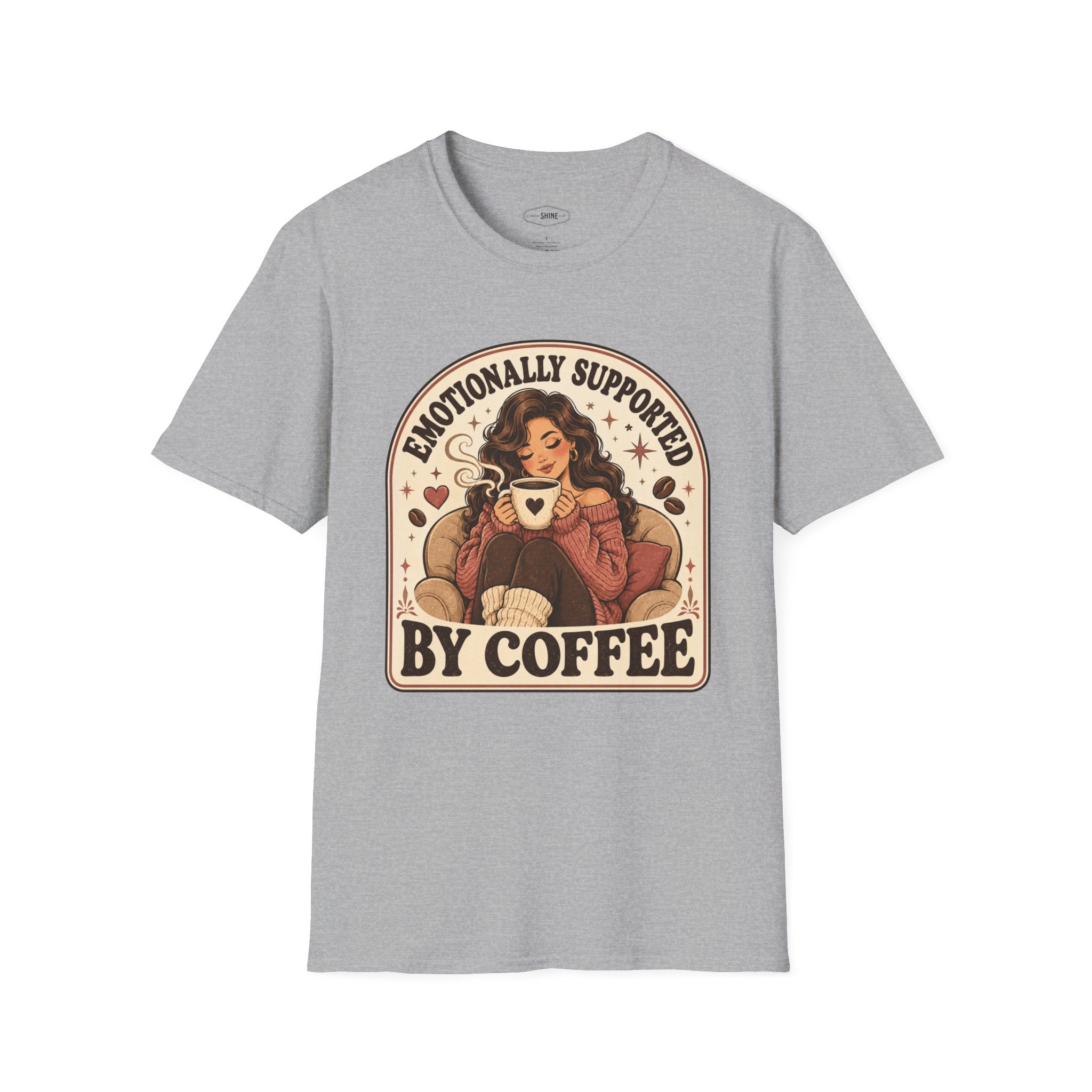 Emotionally Supported by Coffee T-Shirt Vintage Design