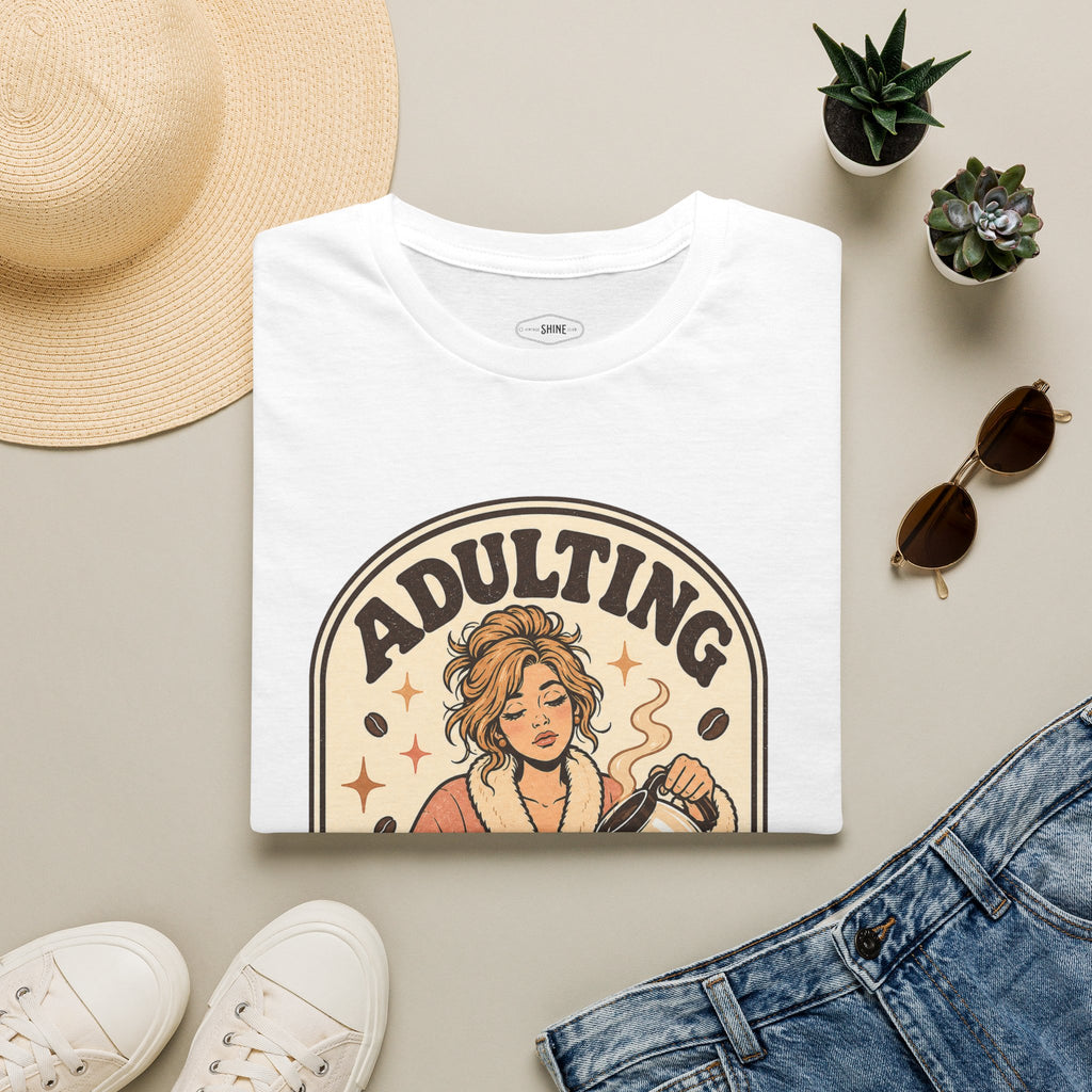 Adulting Sponsored by Caffeine T-Shirt Vintage Design