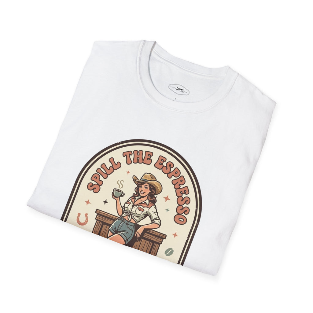 Spill the Espresso Cowboy T-Shirt Vintage Design