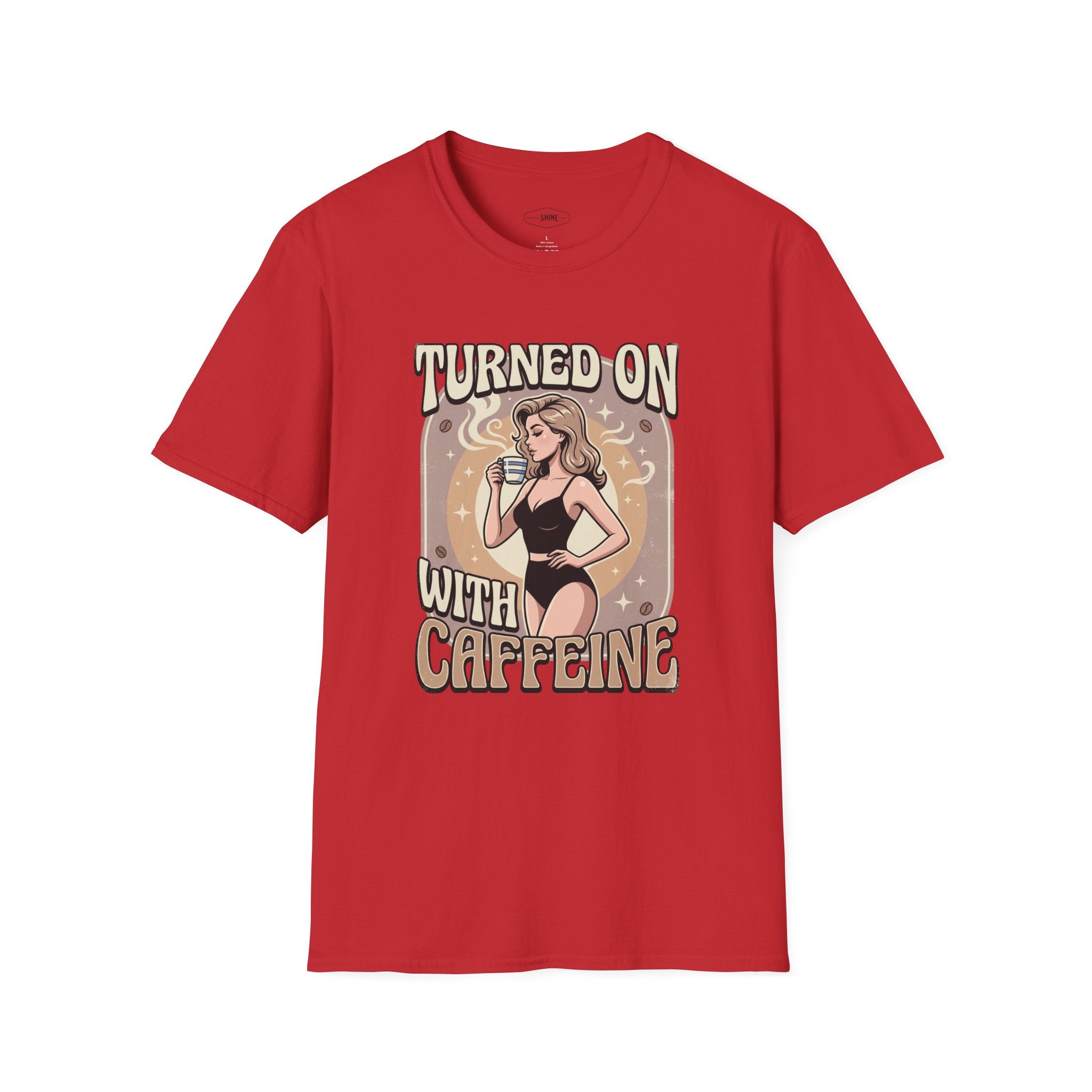 Turned On With Caffeine T-Shirt Vintage Design