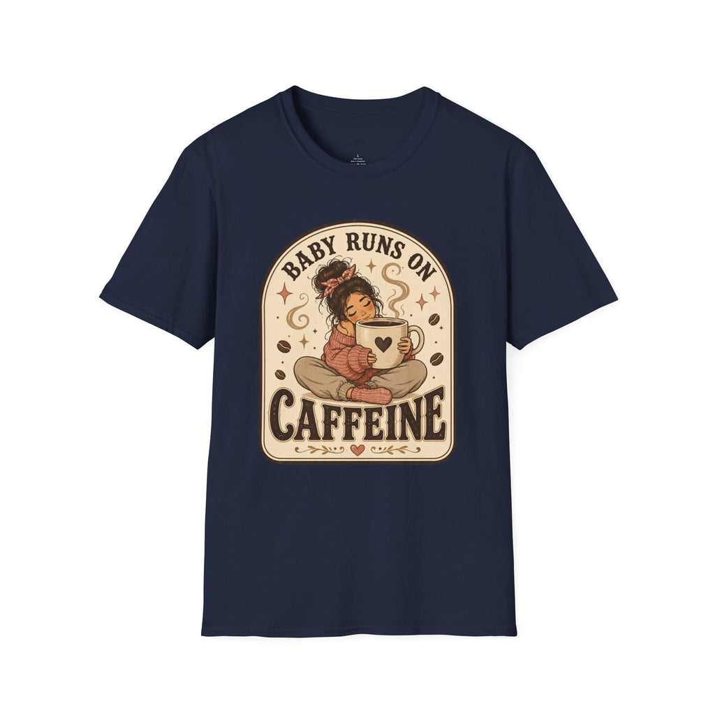 Baby Runs on Caffeine T-Shirt Vintage Design